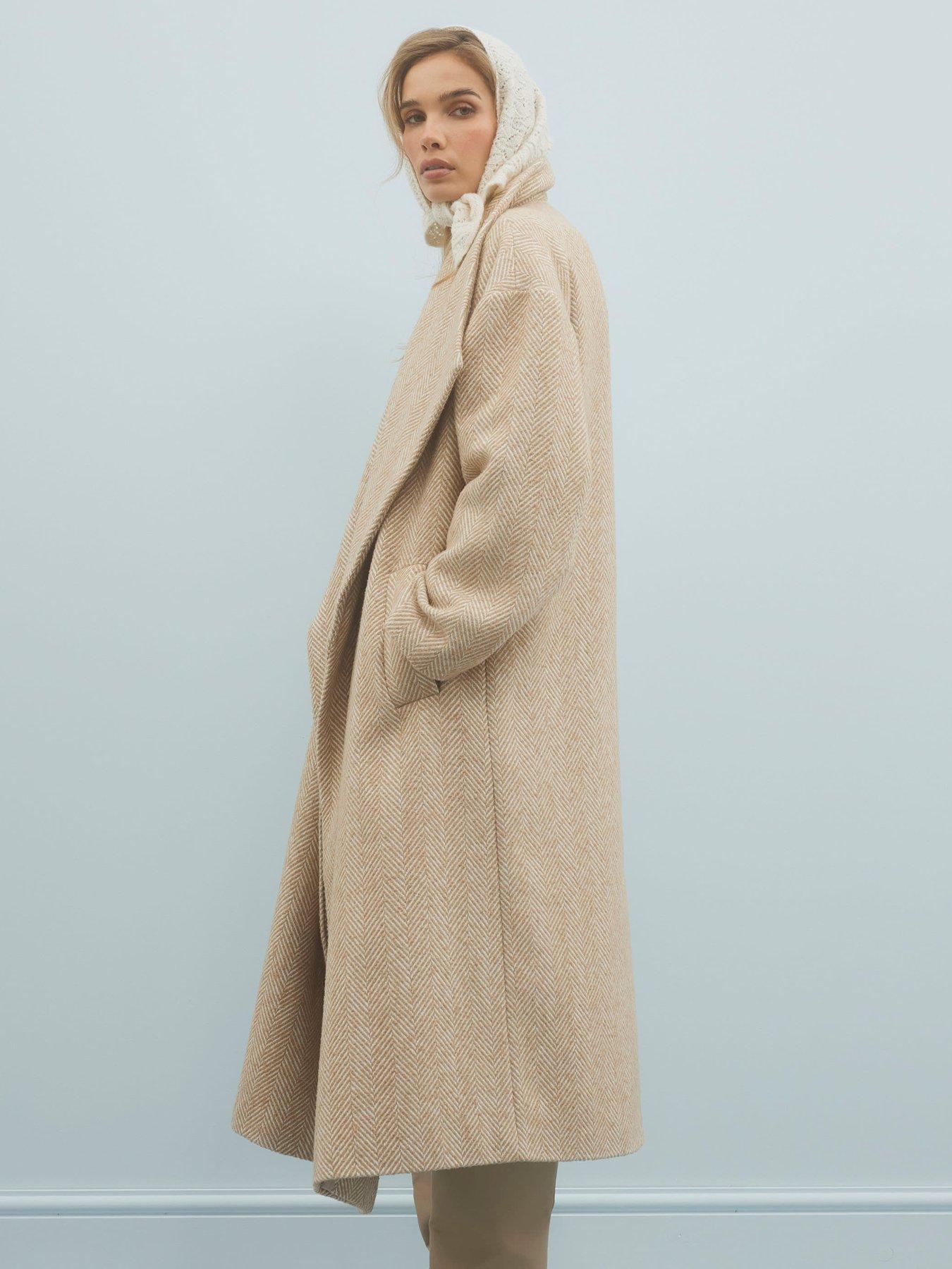  image of river-island-waterfall-collar-twill-coat-beige