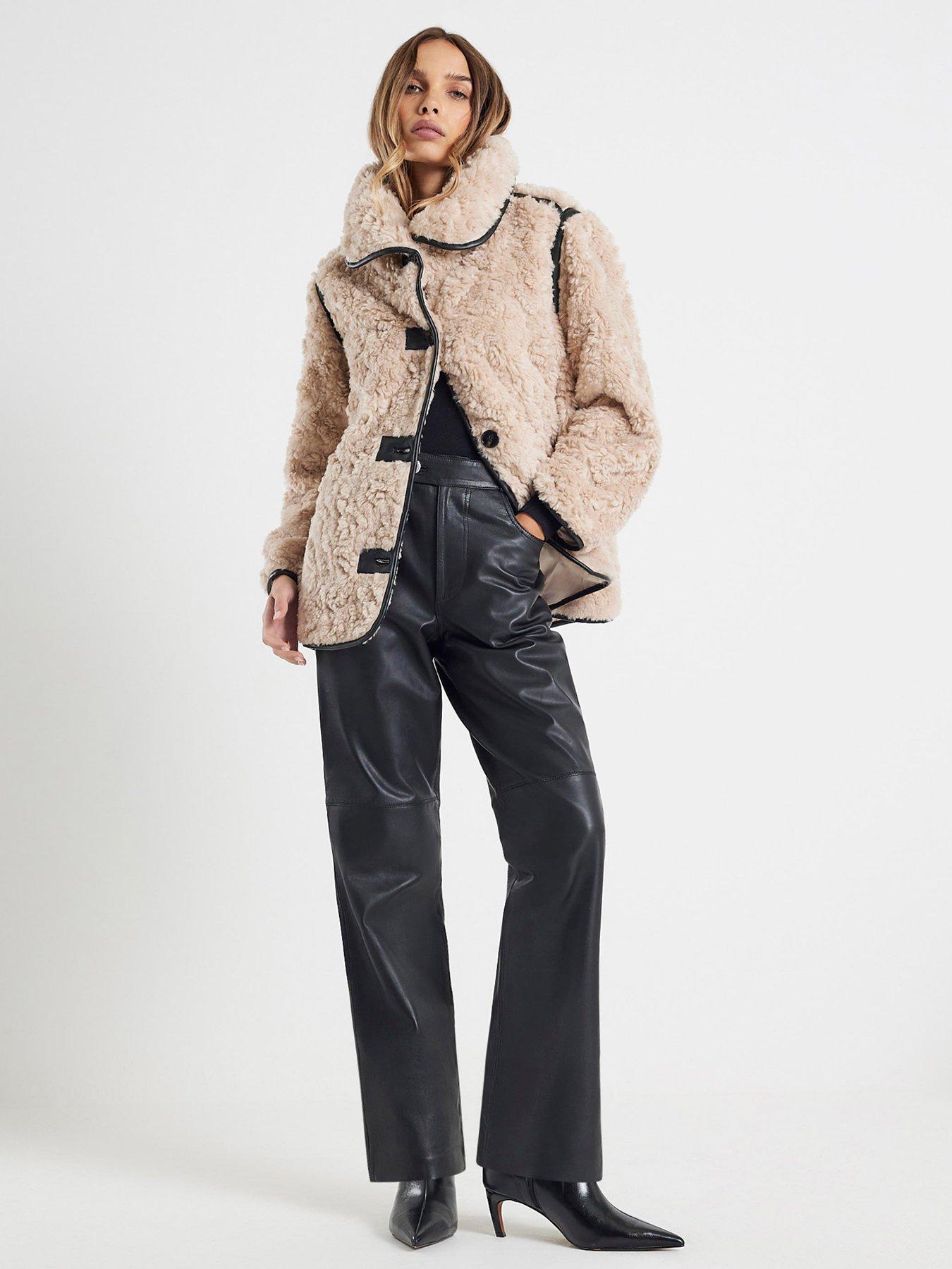 Image 1 of 4 of River Island Teddy Swing Coat - Cream