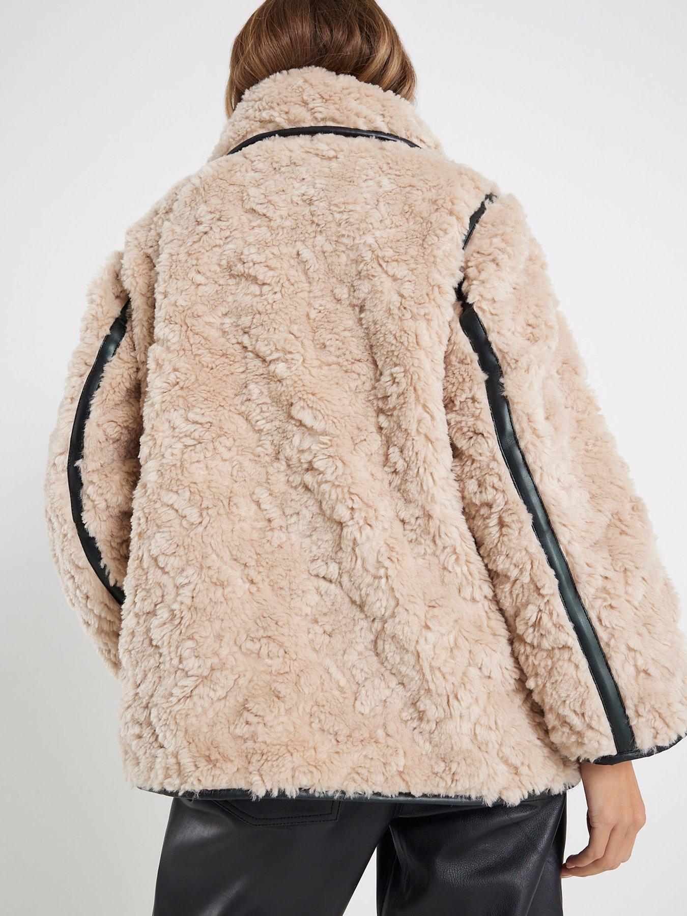 Image 2 of 4 of River Island Teddy Swing Coat - Cream