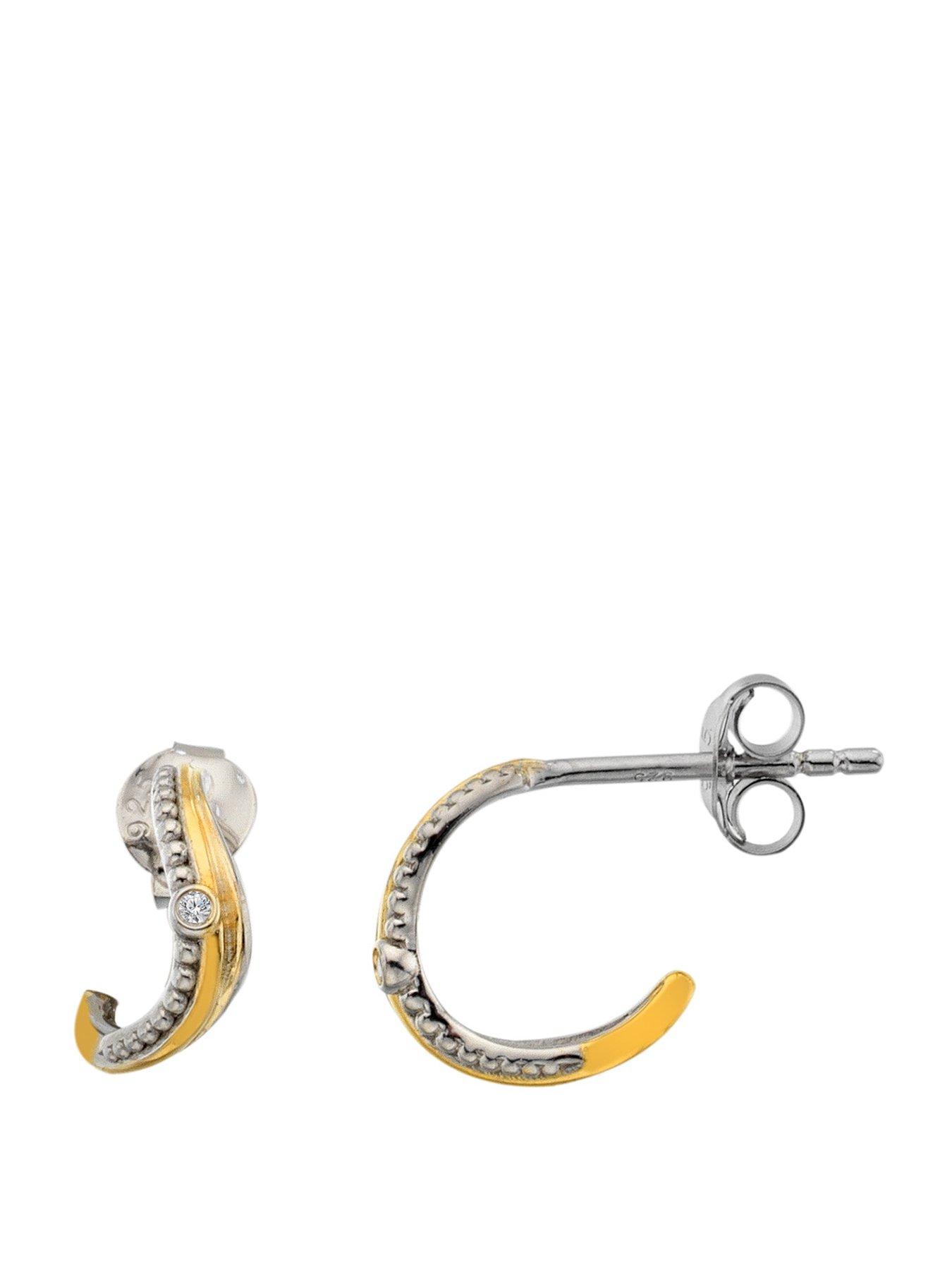 Image 1 of 4 of Hot Diamonds Teardrop Two Tone Earrings