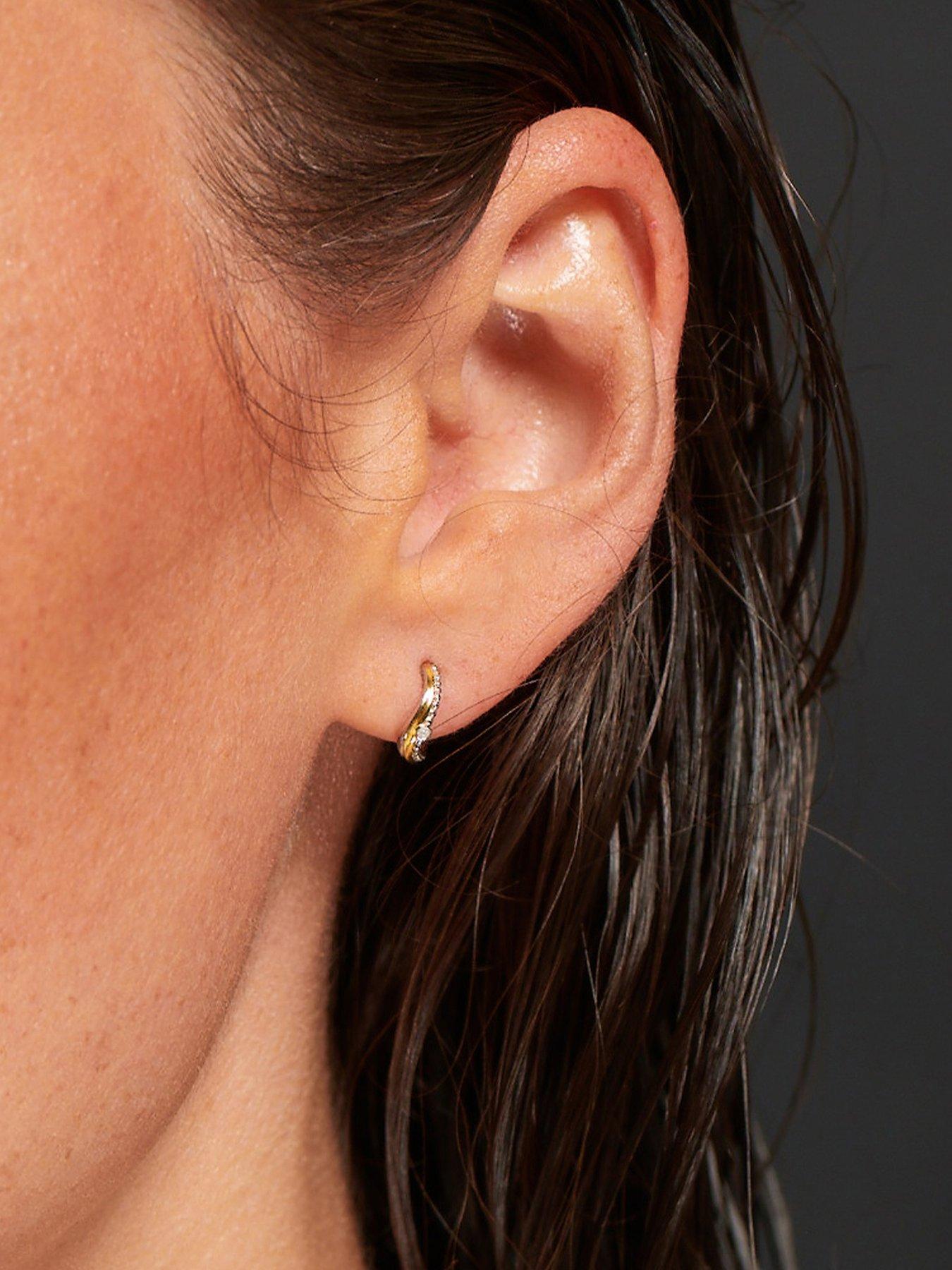 Image 4 of 4 of Hot Diamonds Teardrop Two Tone Earrings