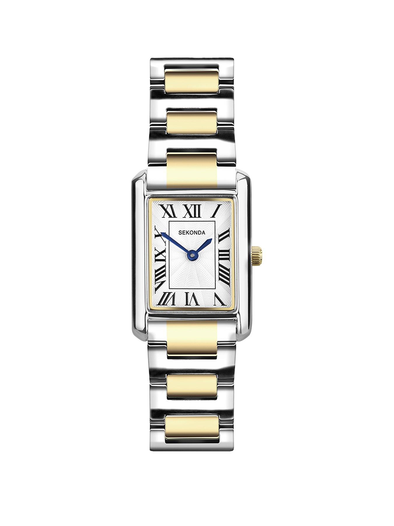  image of sekonda-womens-colette-two-tone-alloy-bracelet-with-white-dial-analogue-watch