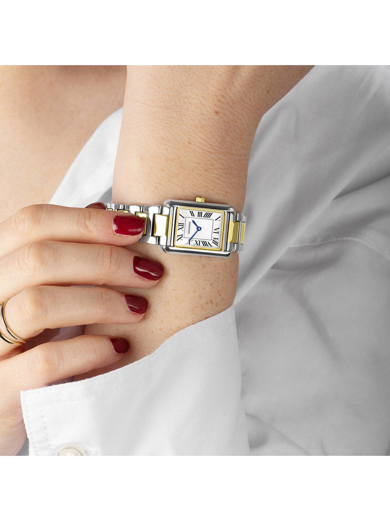  image of sekonda-womens-colette-two-tone-alloy-bracelet-with-white-dial-analogue-watch