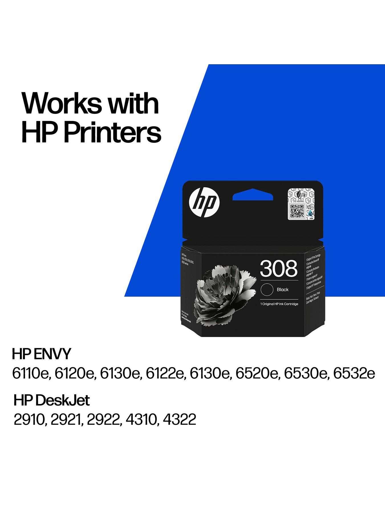 Image 2 of 8 of HP 308 Original Black Ink Cartridge 2-Pack
