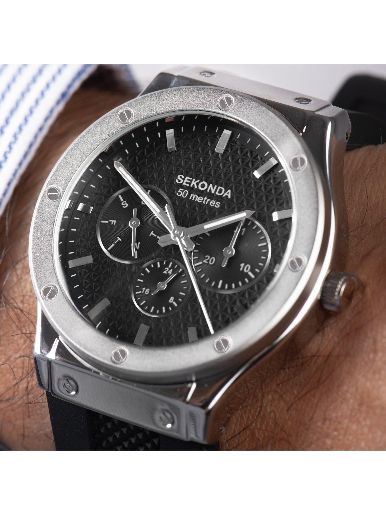 Image 7 of 7 of Sekonda Mens Titan Black Silicone Strap with Black Dial Analogue Watch