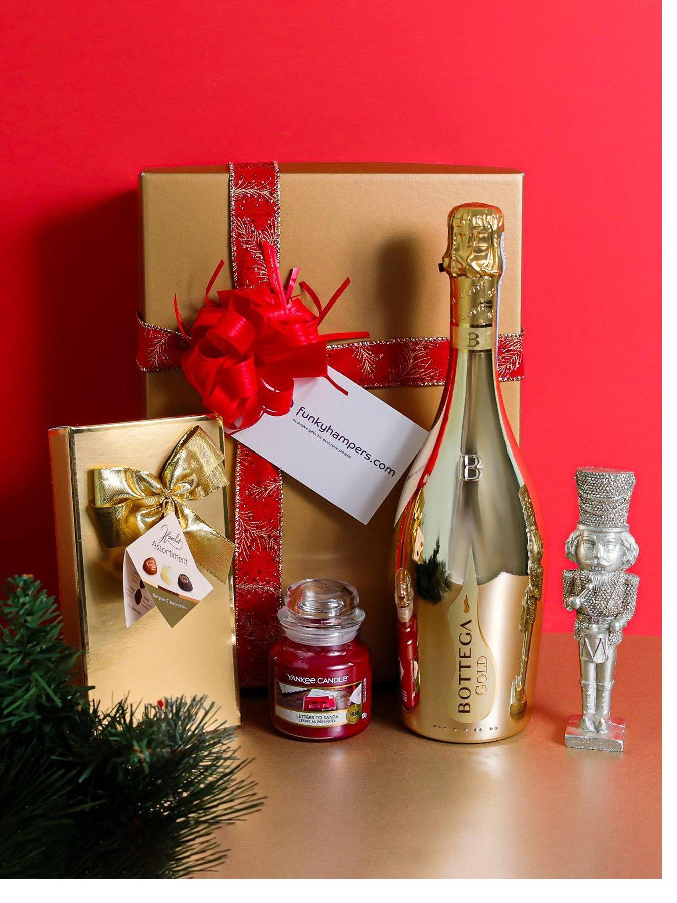 Christmas Gold Bottega Prosecco, Yankee Candle And Chocolates Hamper