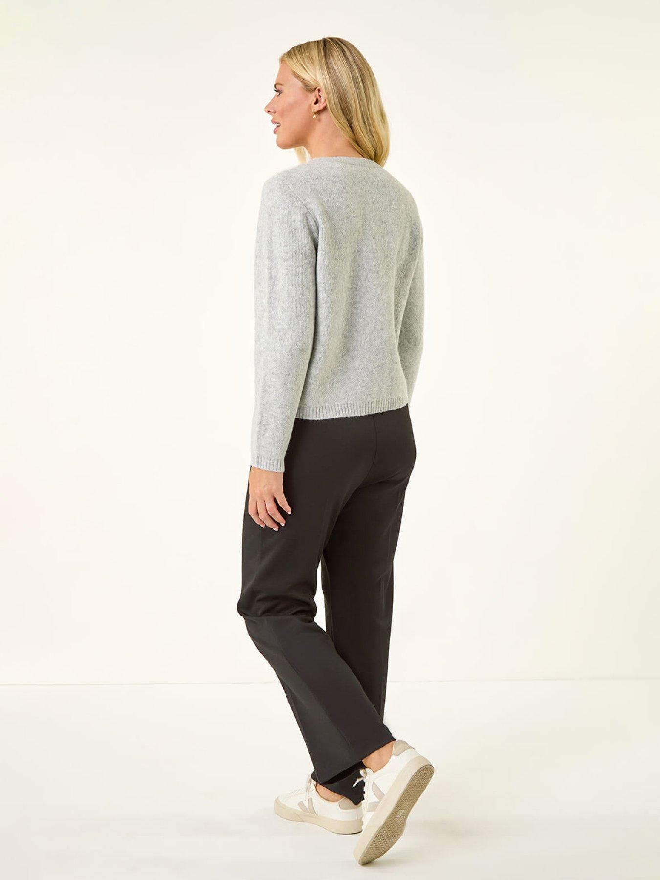  image of roman-petite-argyle-buttoned-knit-cardigan-grey