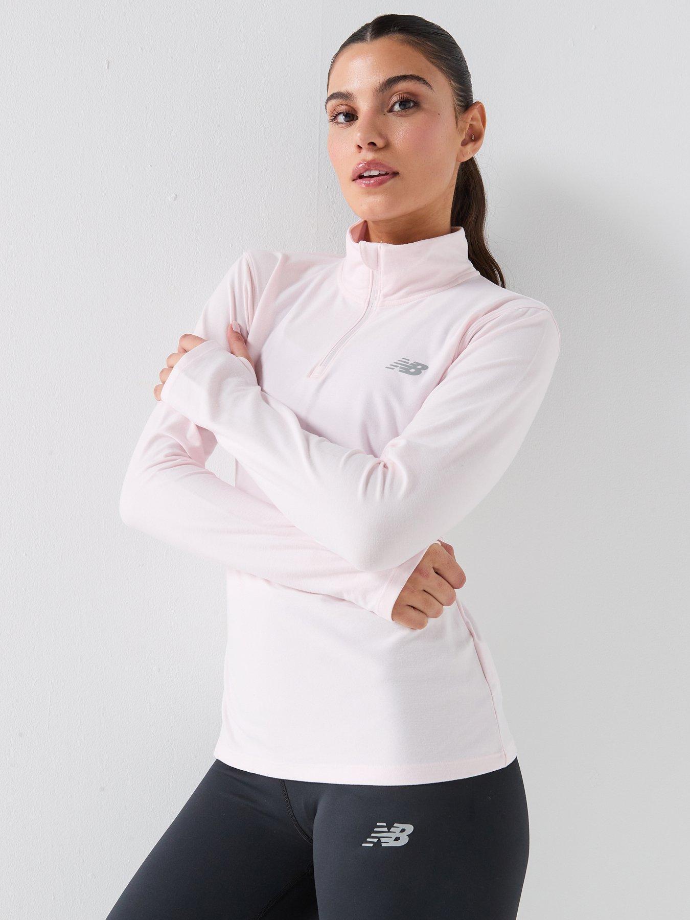 New Balance Womens Training Sport Essentials Space Dye Quarter Zip - Pink