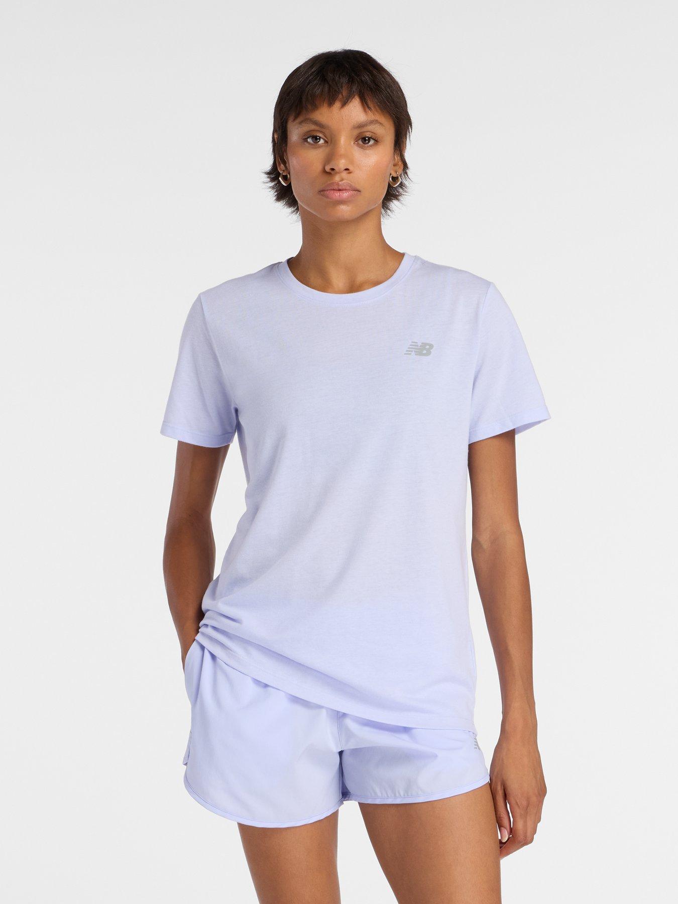 New Balance Womens Training Sport Essentials Heathertech T-Shirt - Blue