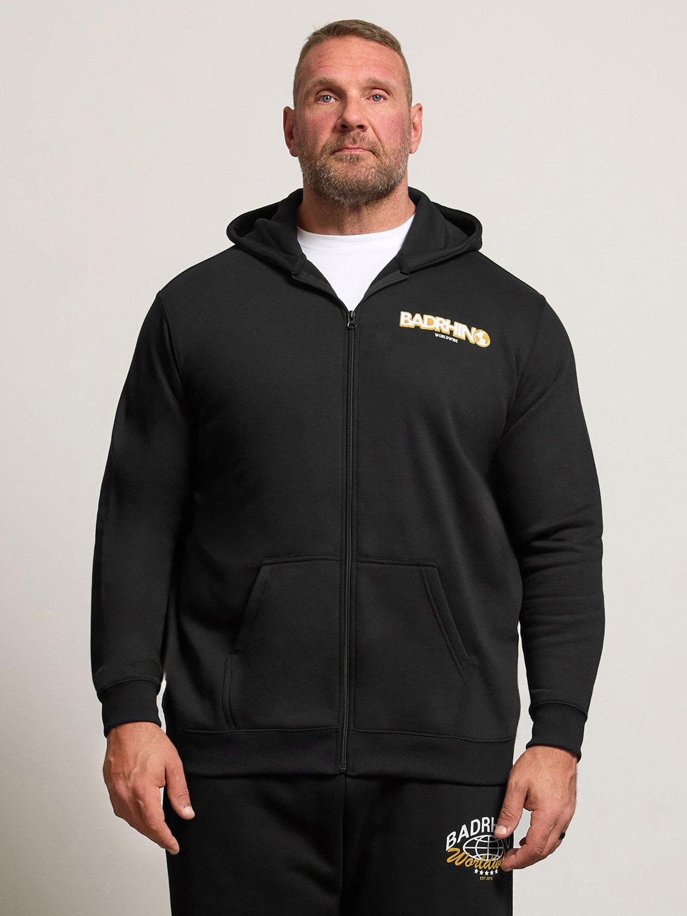  image of badrhino-world-map-zip-thru-hoodie-black