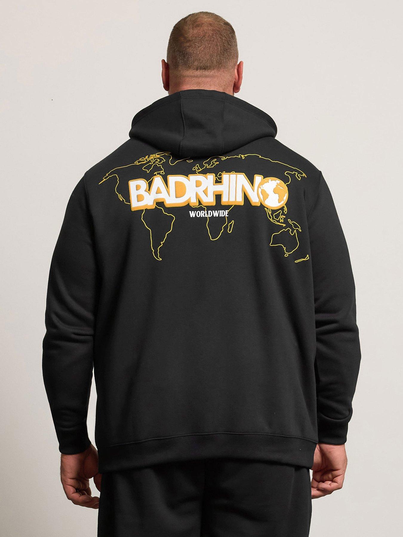  image of badrhino-world-map-zip-thru-hoodie-black