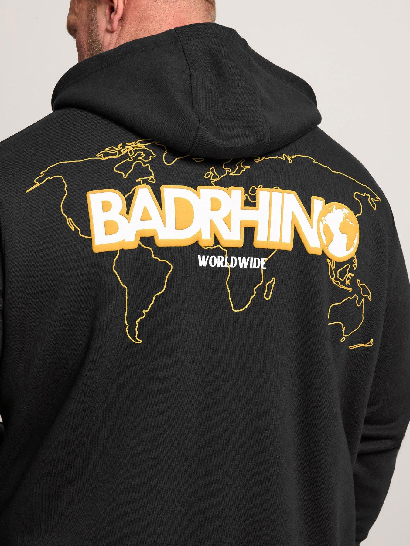  image of badrhino-world-map-zip-thru-hoodie-black