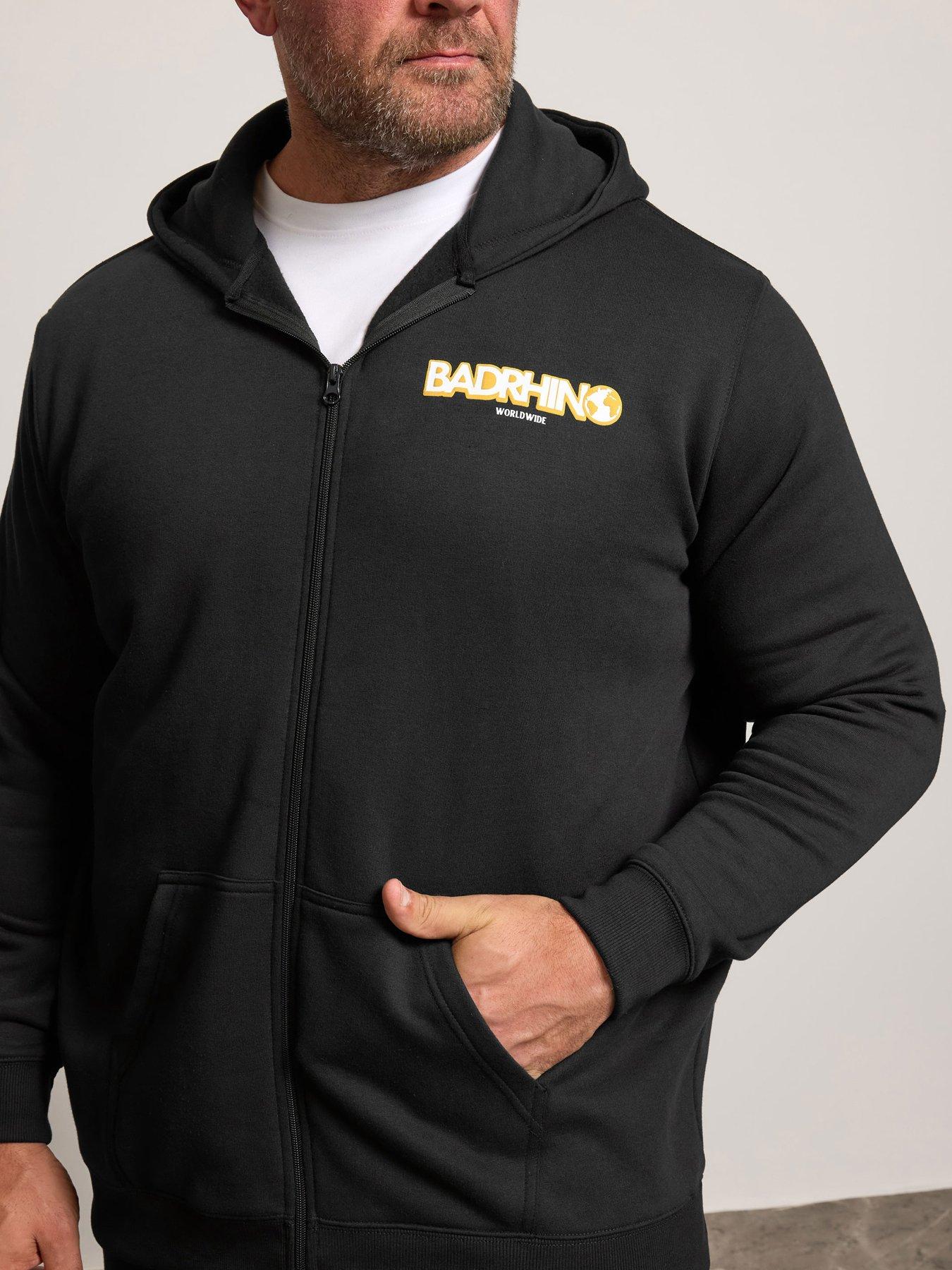  image of badrhino-world-map-zip-thru-hoodie-black