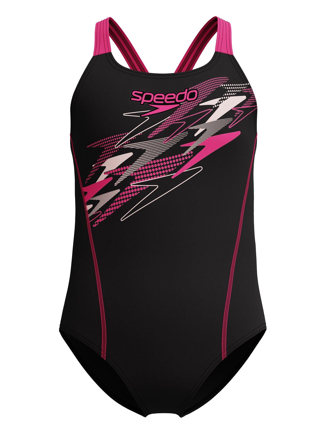 Speedo Girls Medley Logo Medalist One Piece Swimsuit - Dark Grey