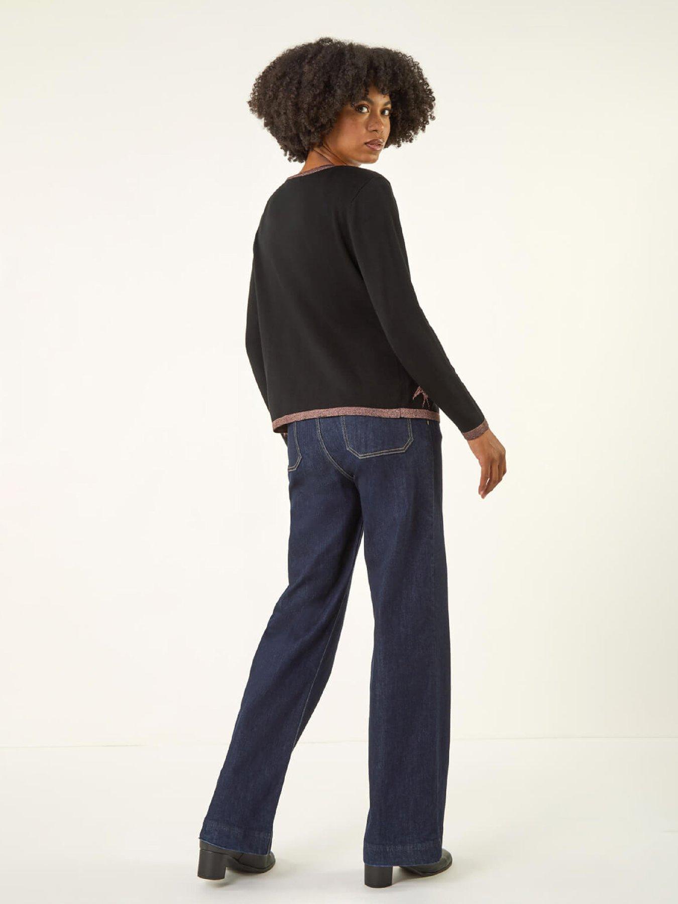  image of roman-metallic-print-knit-cardigan-black