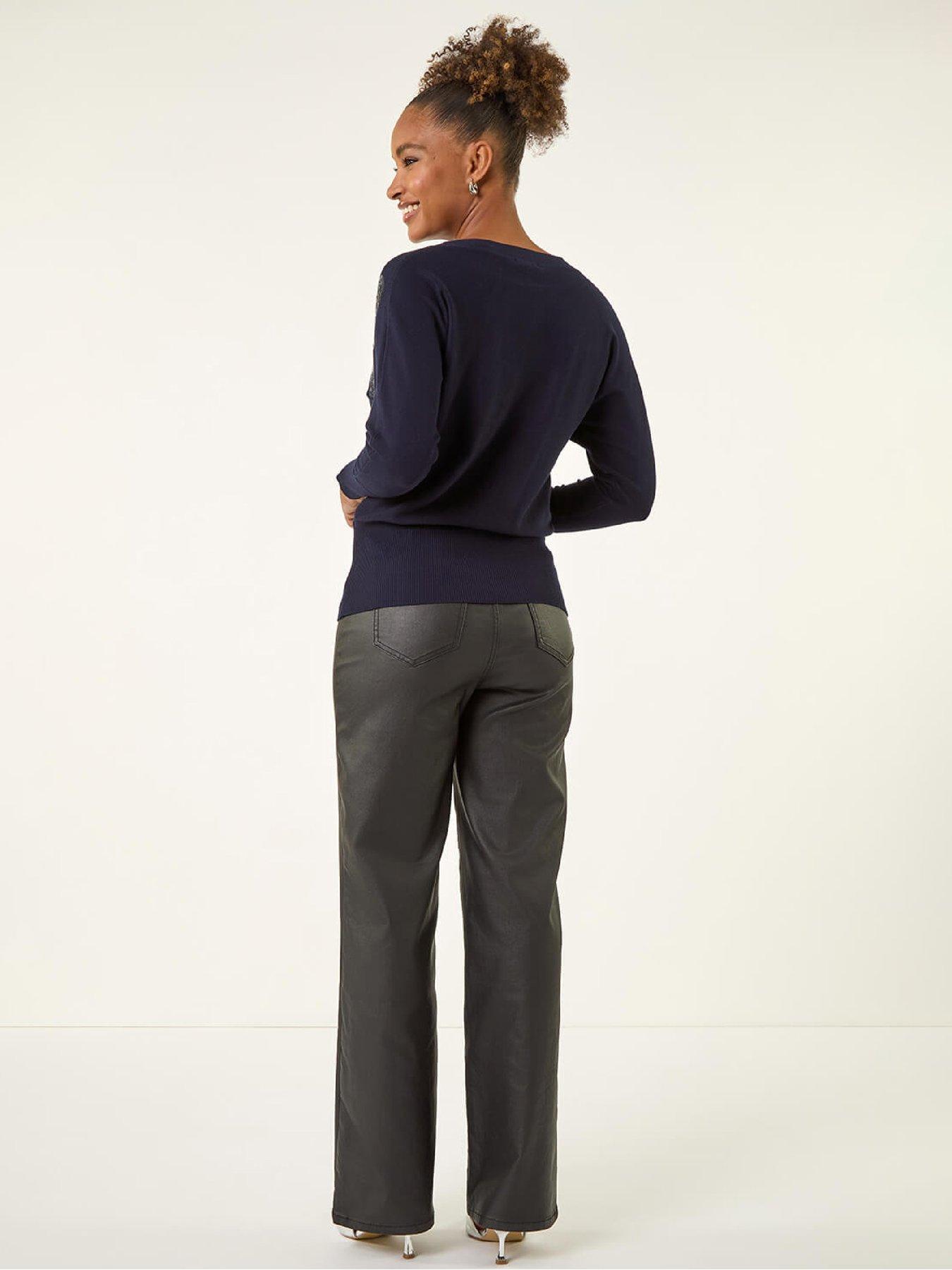  image of roman-sequin-floral-knit-jumper-navy