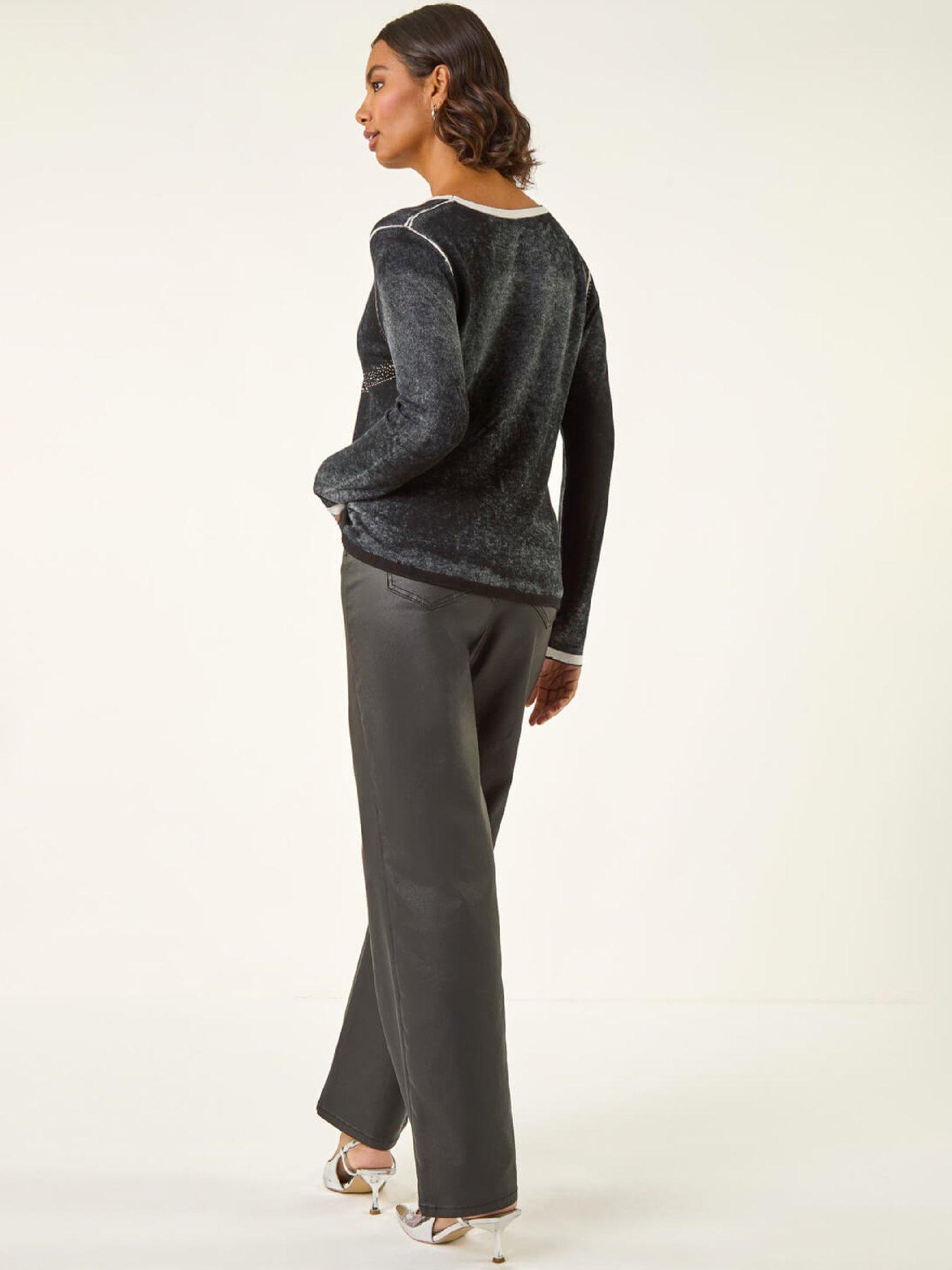  image of roman-embellished-soft-knit-jumper-black