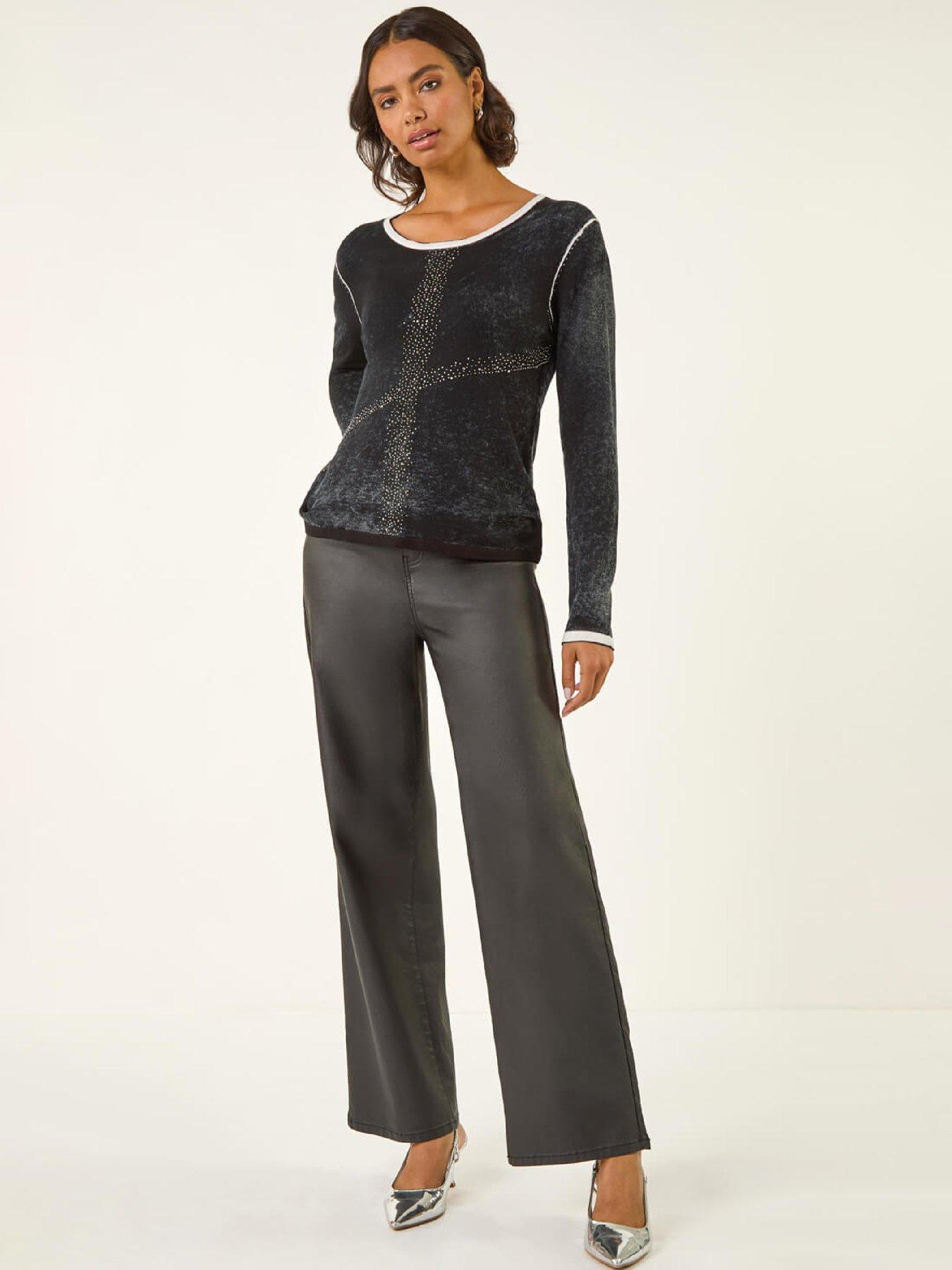  image of roman-embellished-soft-knit-jumper-black