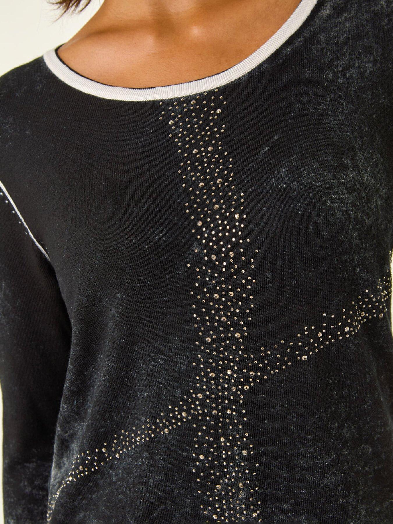  image of roman-embellished-soft-knit-jumper-black