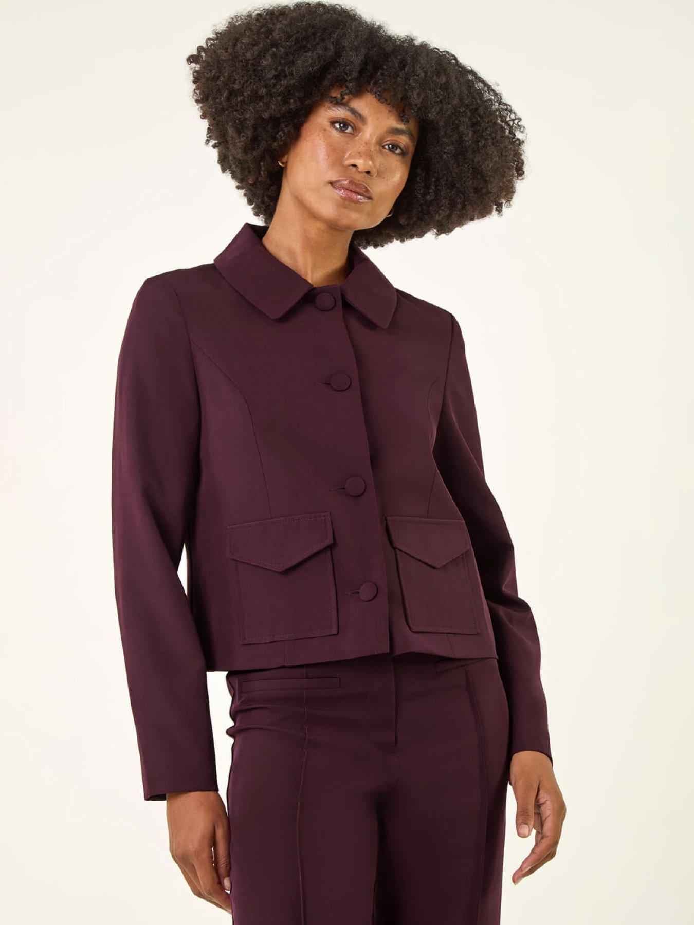 Roman Smart Buttoned Pocket Jacket - Burgundy
