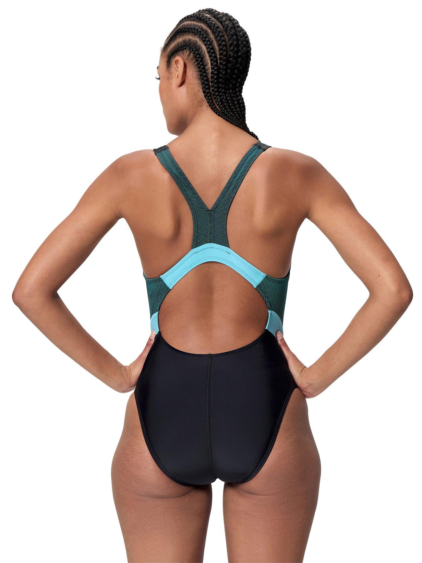  image of speedo-womens-quantum-rib-splice-one-piece-dark-grey