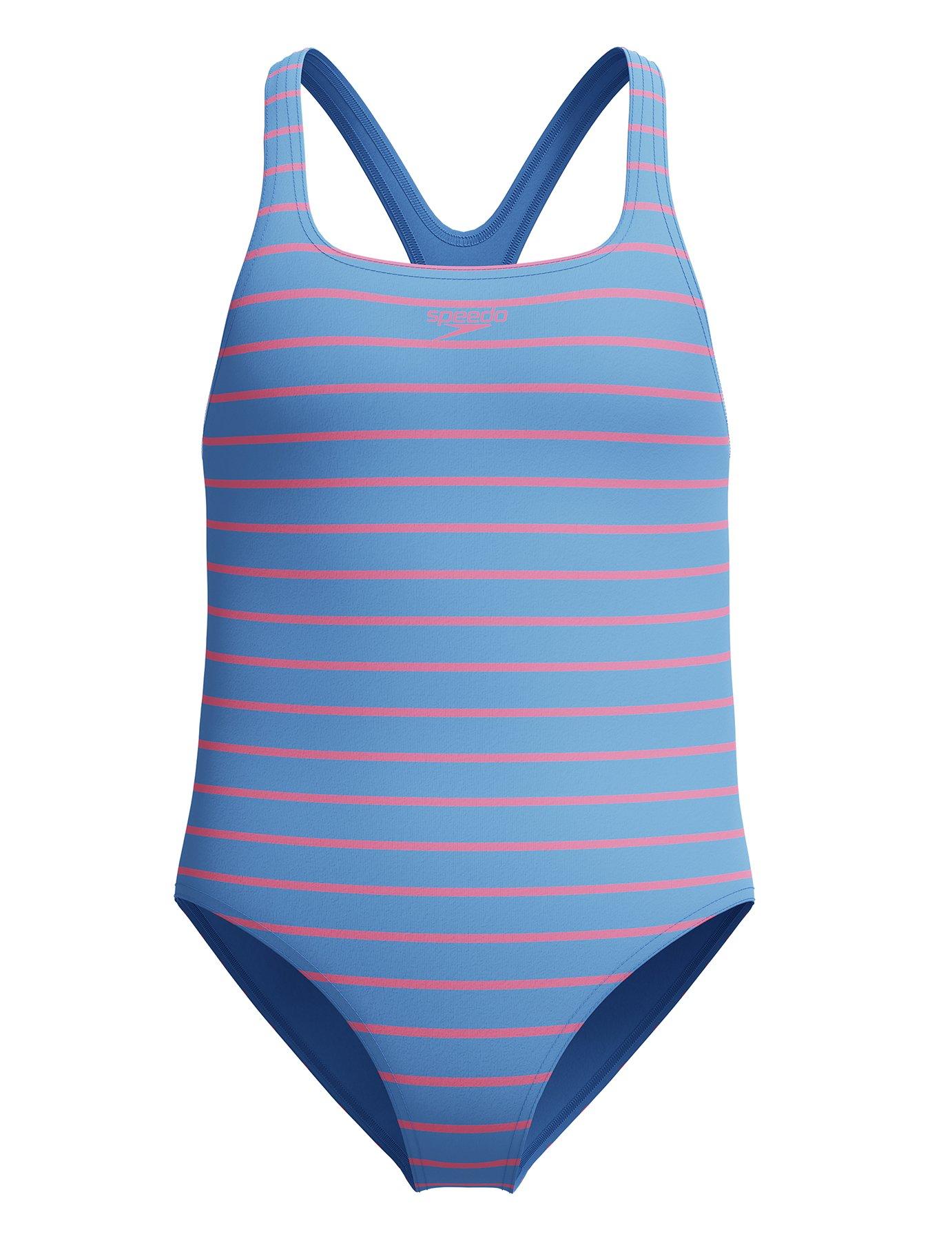 Image 1 of 4 of Speedo Girls Print Medalist One Piece Swimsuit&nbsp;- Blue