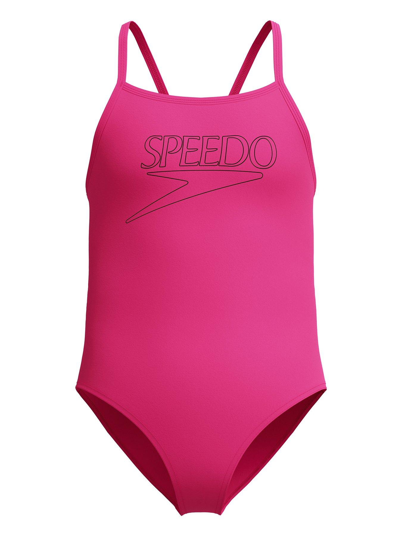 Speedo Girls Endurance Logo Thinstrap One Piece - Pink