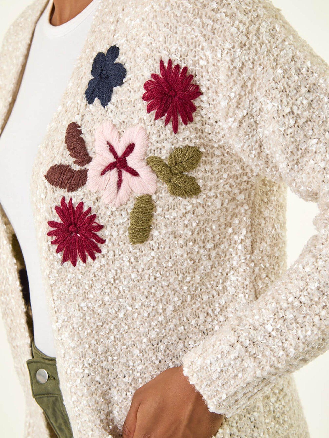  image of roman-embroidered-floral-knit-cardigan-ivory