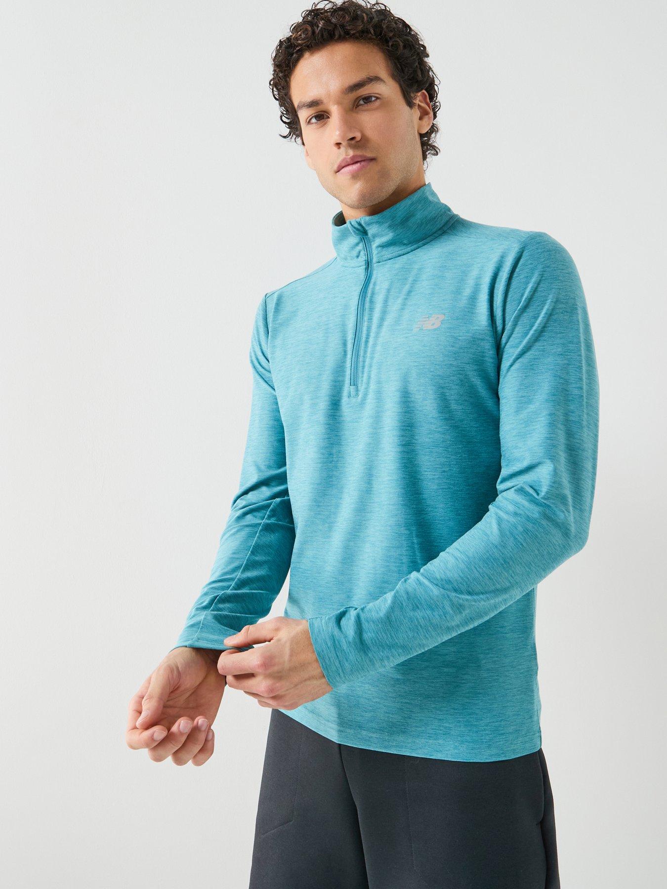 New Balance Mens Training Space Dye 1/4 Zip Top - Green