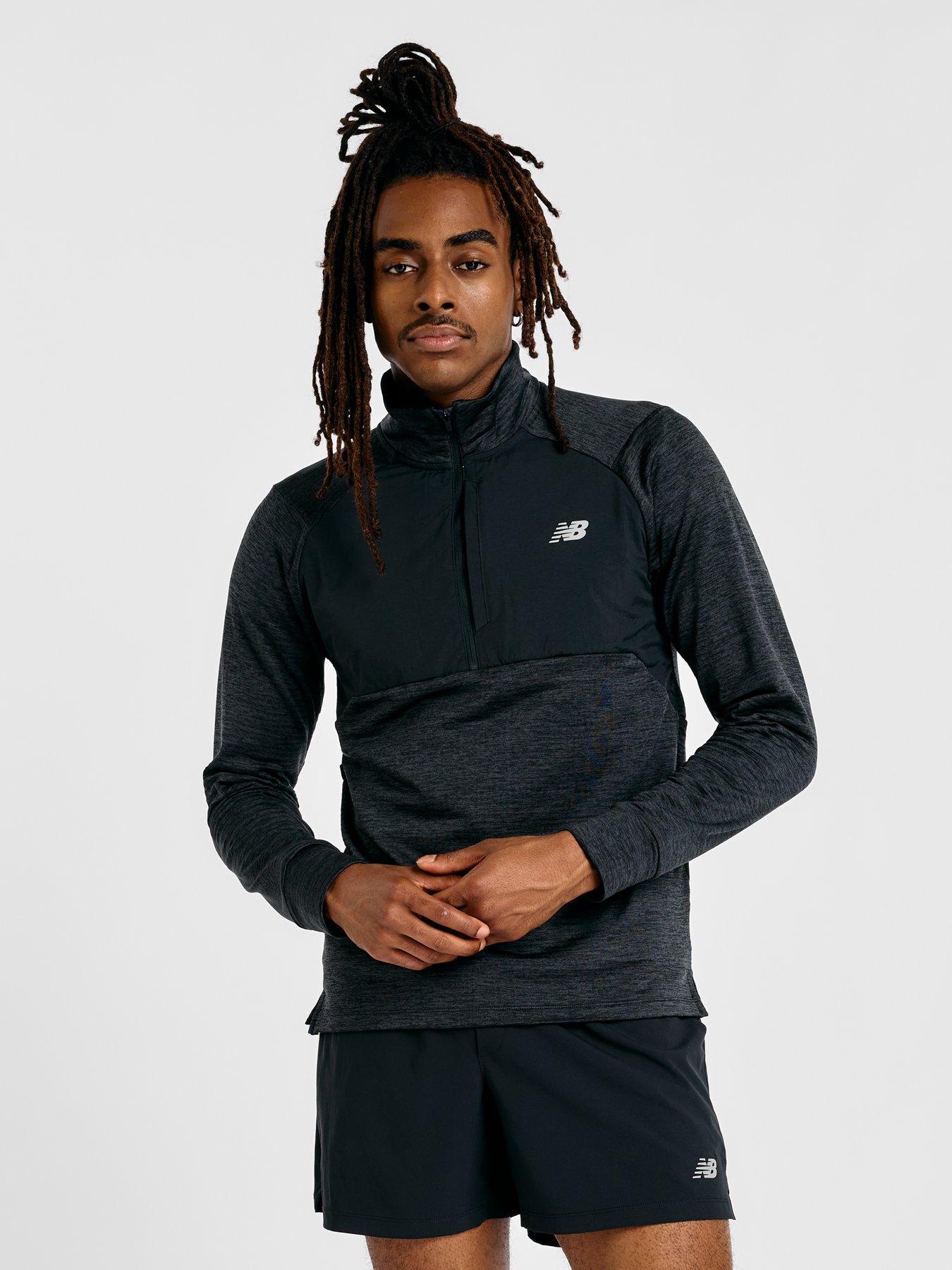 New Balance Mens Running Athletics Heat Grid 1/2 Zip Top - Black