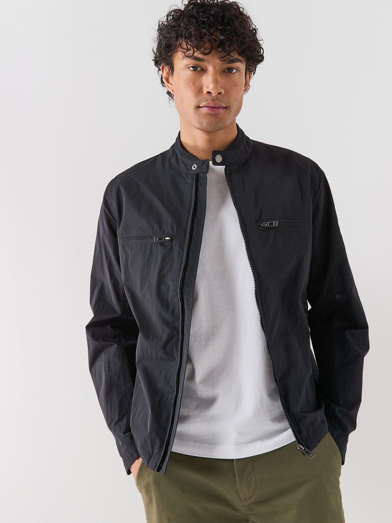  image of belstaff-grid-nylon-moto-biker-jacket-black