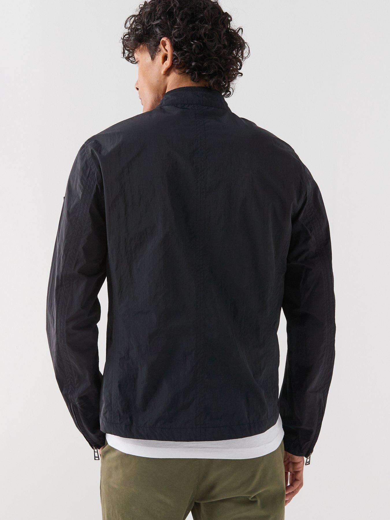  image of belstaff-grid-nylon-moto-biker-jacket-black