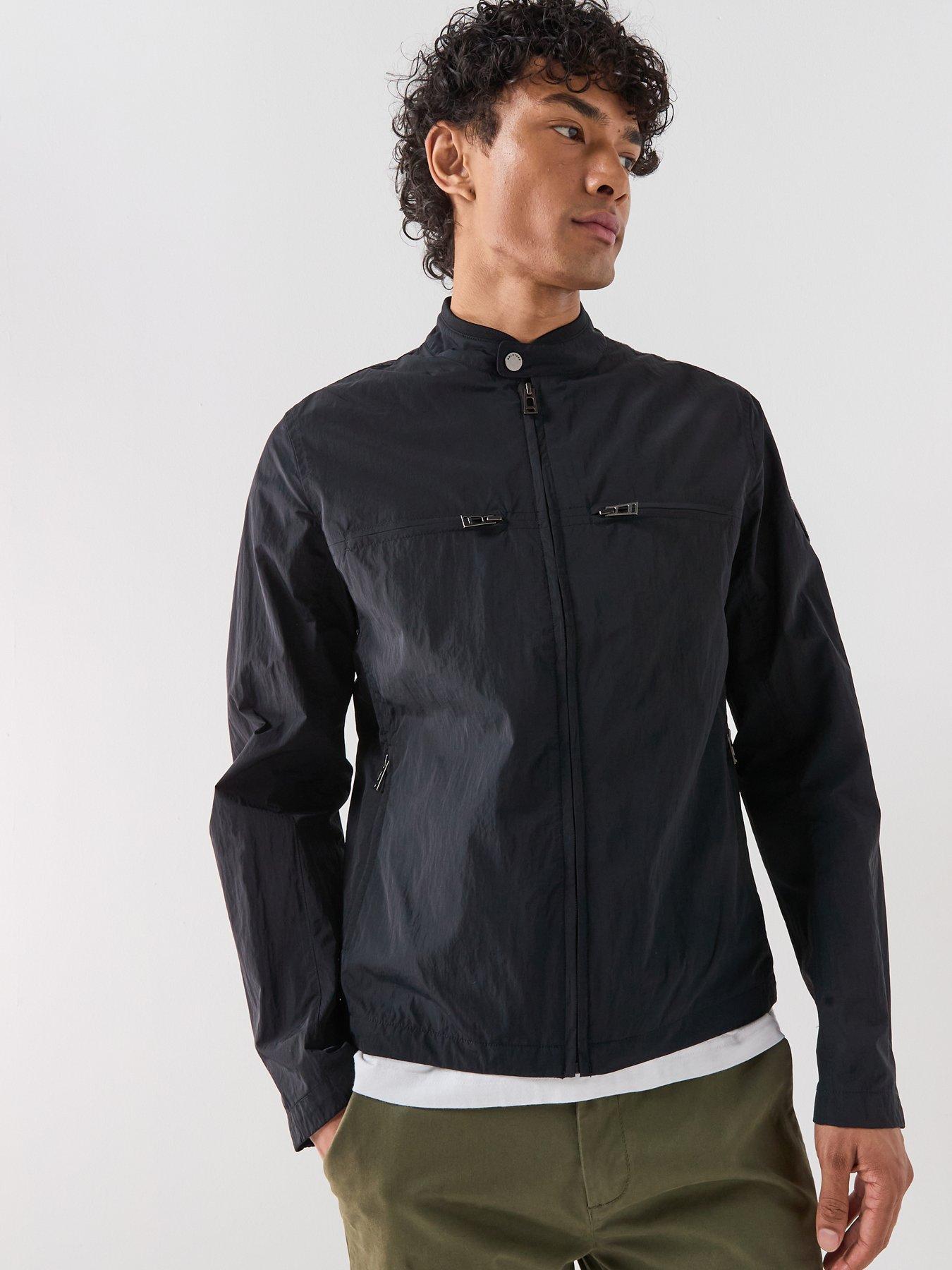  image of belstaff-grid-nylon-moto-biker-jacket-black