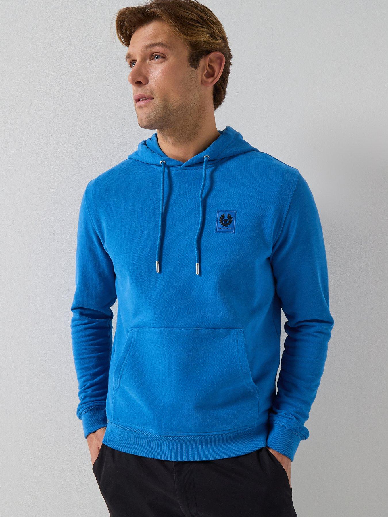 Belstaff Left Chest Patch Logo Regular Fit Overhead Hoodie - Blue
