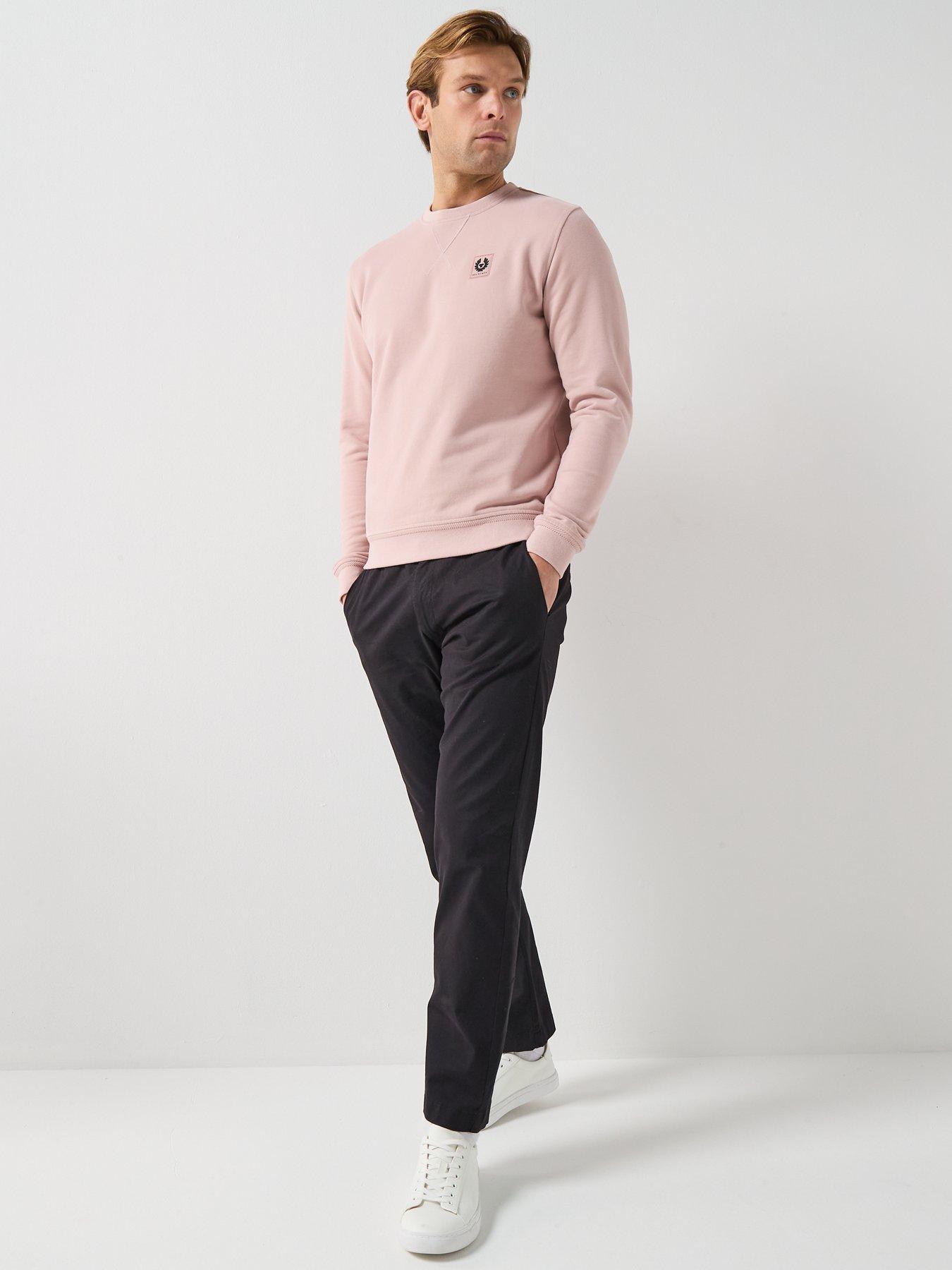  image of belstaff-left-chest-patch-logo-crew-sweatshirt-pink
