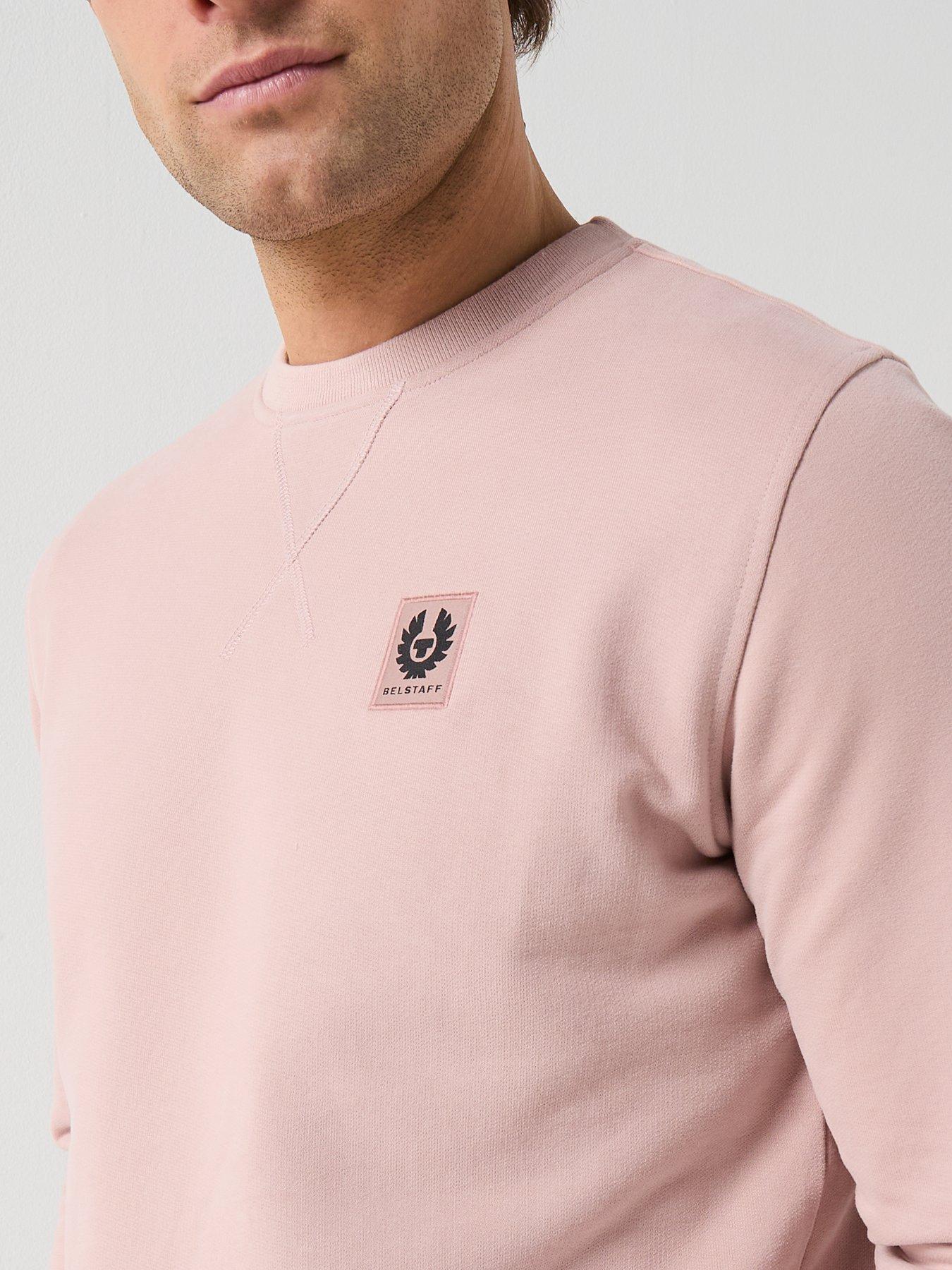  image of belstaff-left-chest-patch-logo-crew-sweatshirt-pink