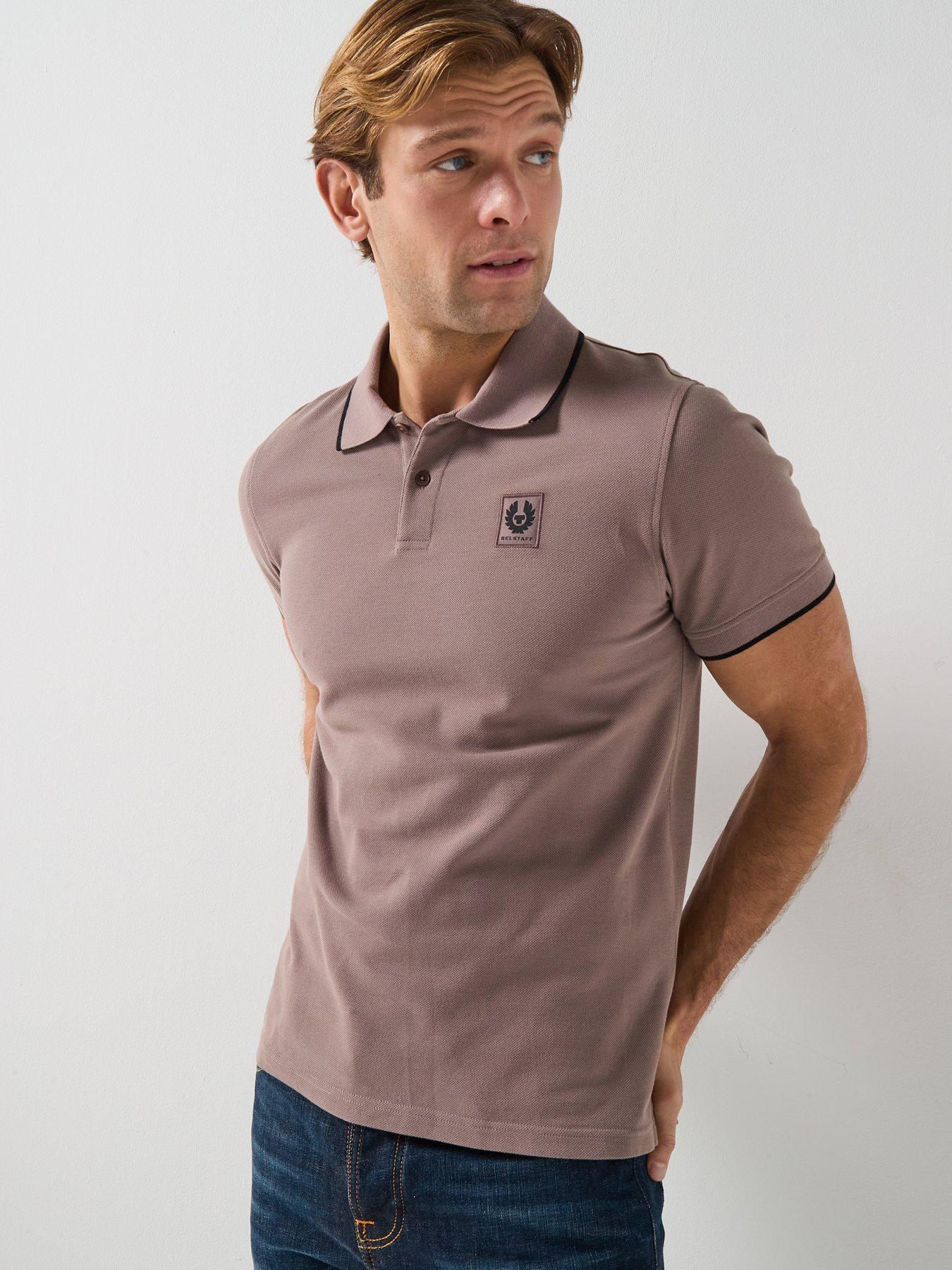 Belstaff Patch Logo Tipped Polo Shirt - Brown