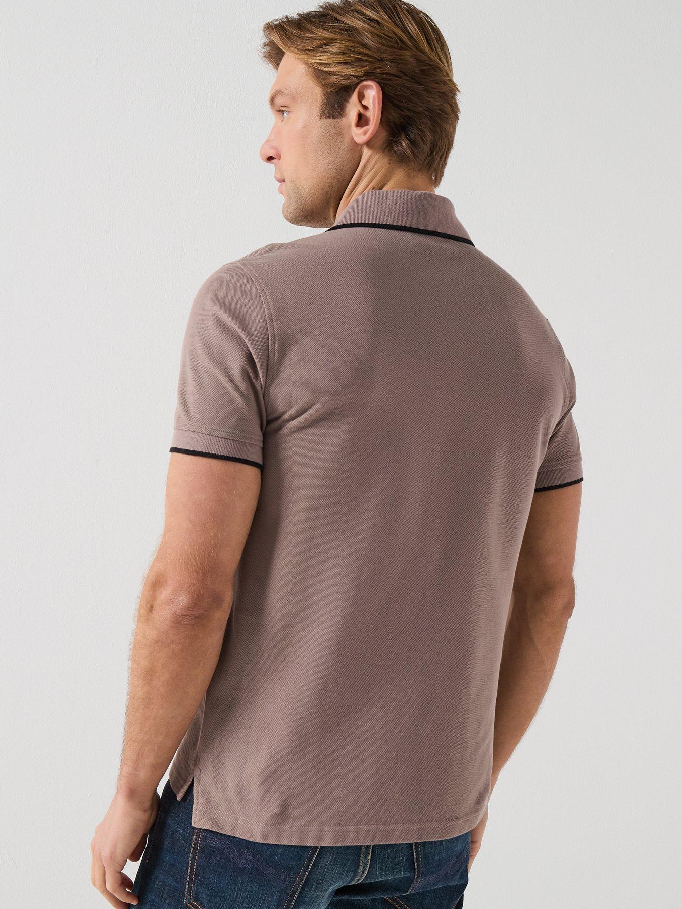 Image 2 of 4 of Belstaff Patch Logo Tipped Polo Shirt - Brown