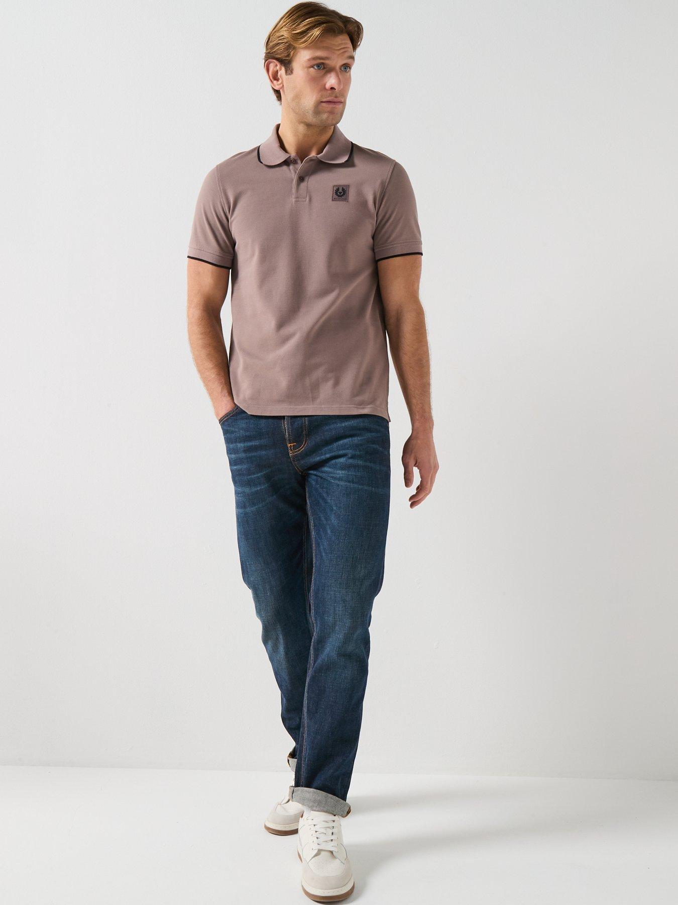 Image 3 of 4 of Belstaff Patch Logo Tipped Polo Shirt - Brown