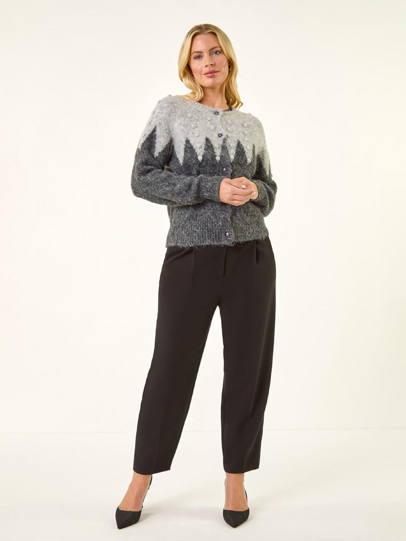  image of roman-petite-bobble-buttoned-knit-cardigan-grey