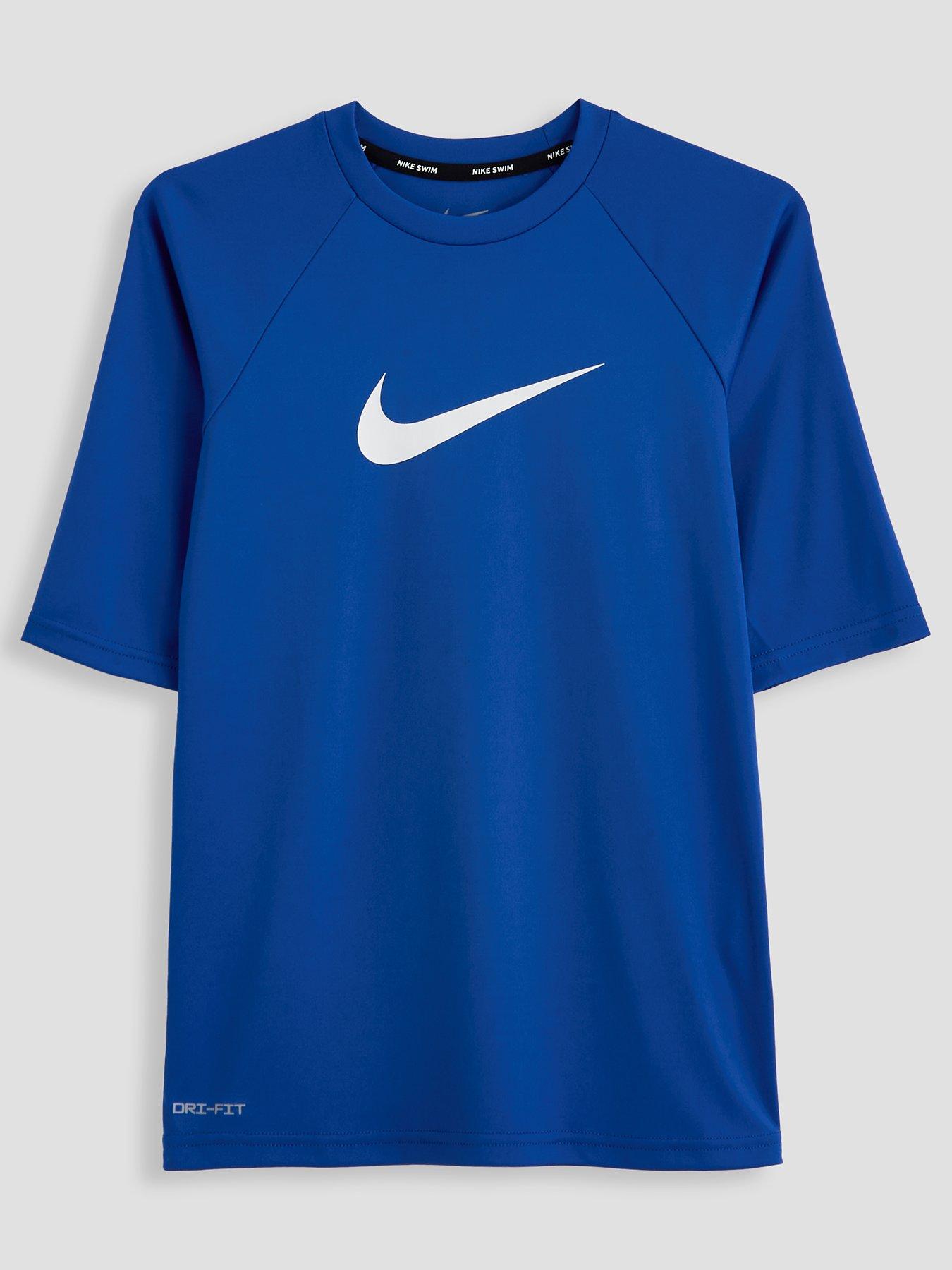 Nike Boys Swim Short Sleeve Hydroguard T Shirt - Blue