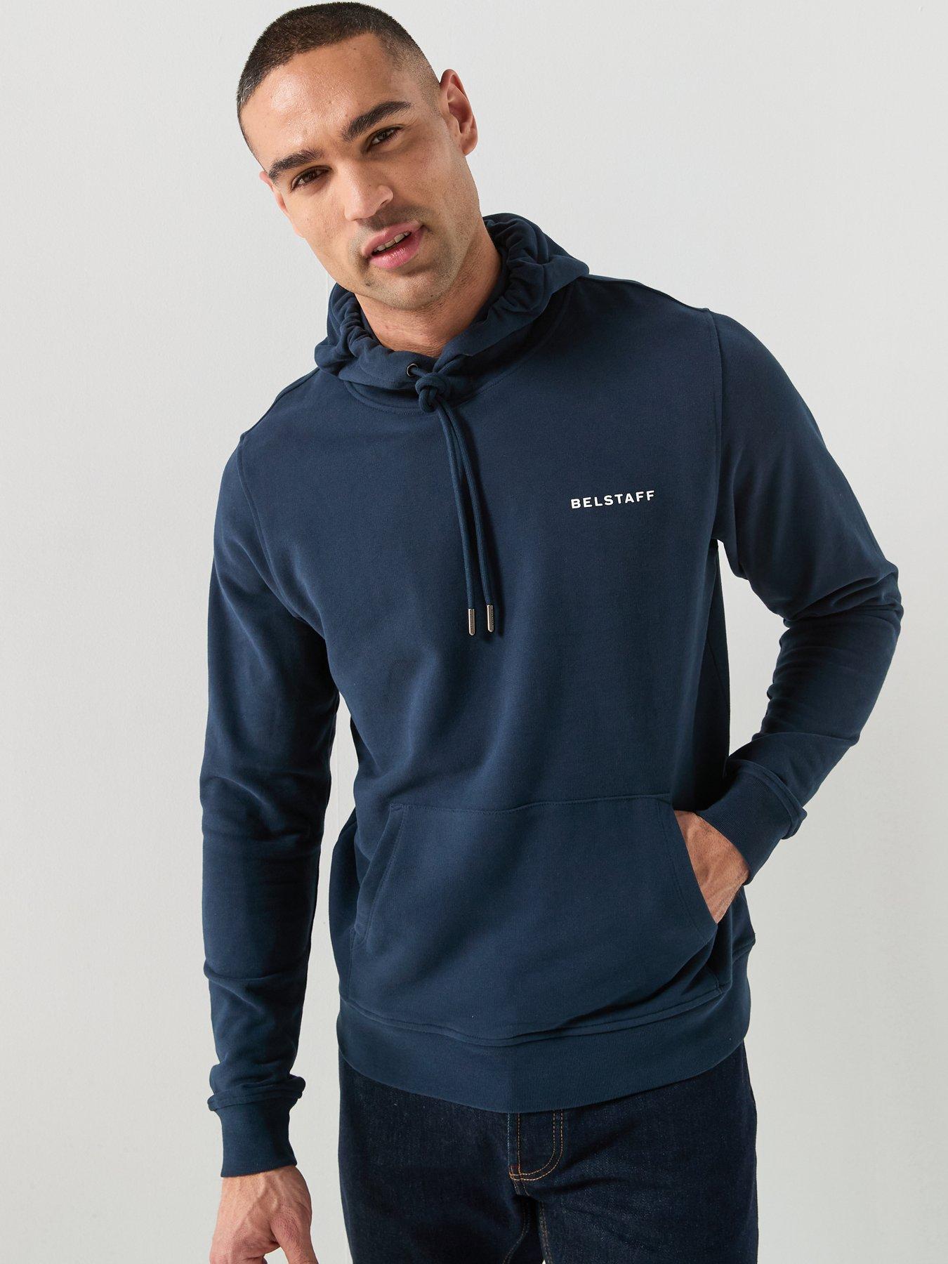 stillFront image of belstaff-border-large-back-logo-hoodie-navy