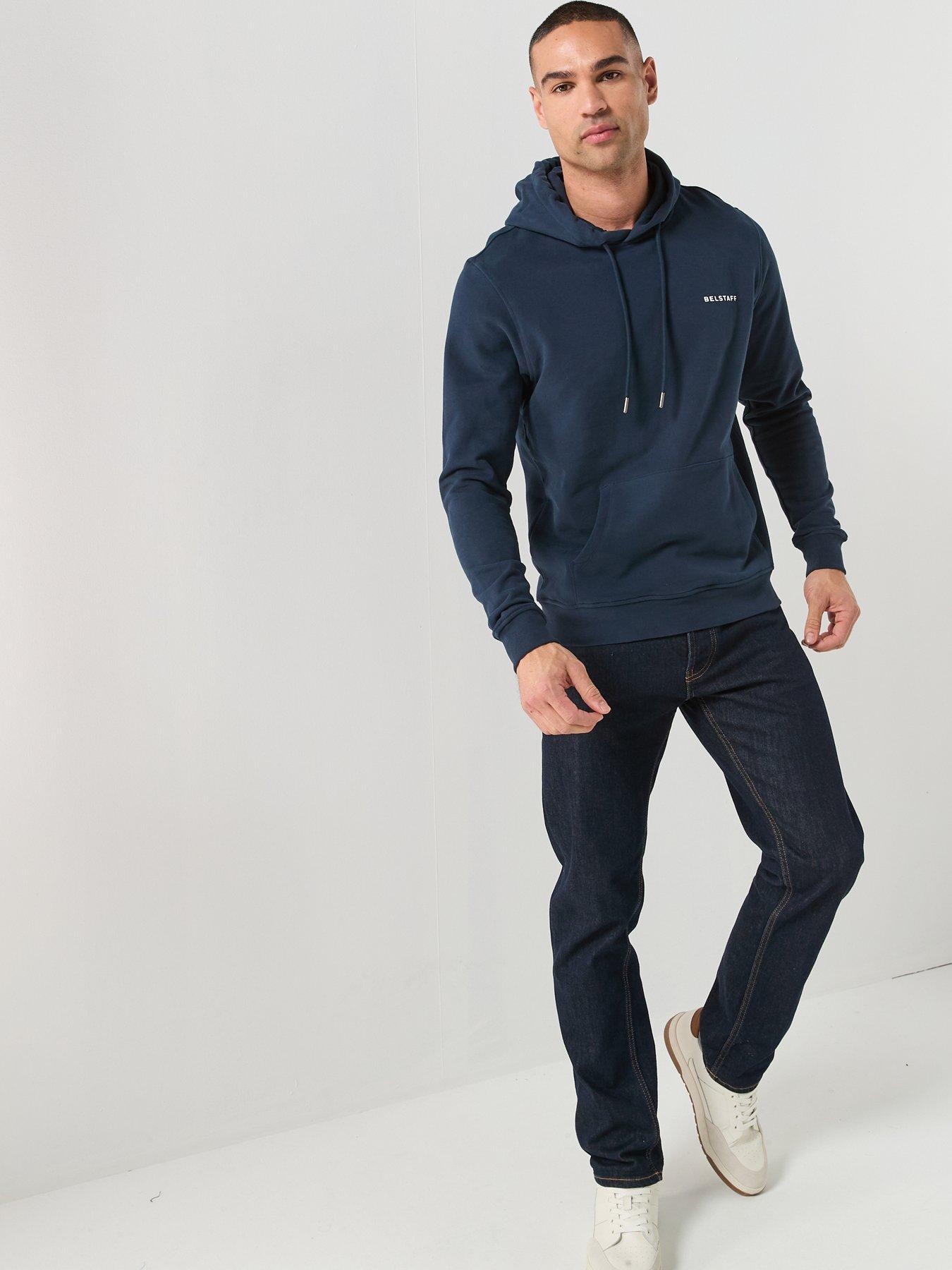  image of belstaff-border-large-back-logo-hoodie-navy
