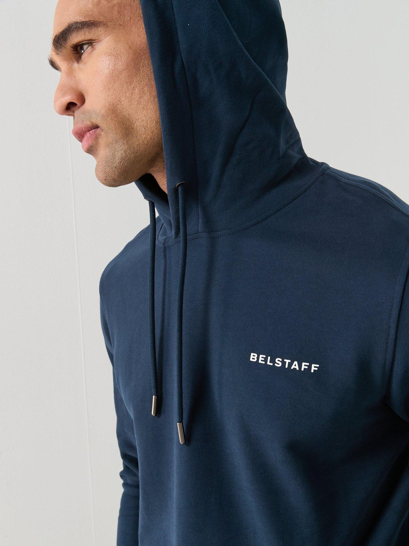  image of belstaff-border-large-back-logo-hoodie-navy