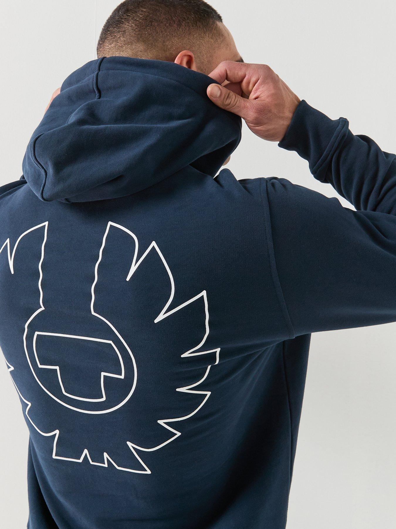  image of belstaff-border-large-back-logo-hoodie-navy