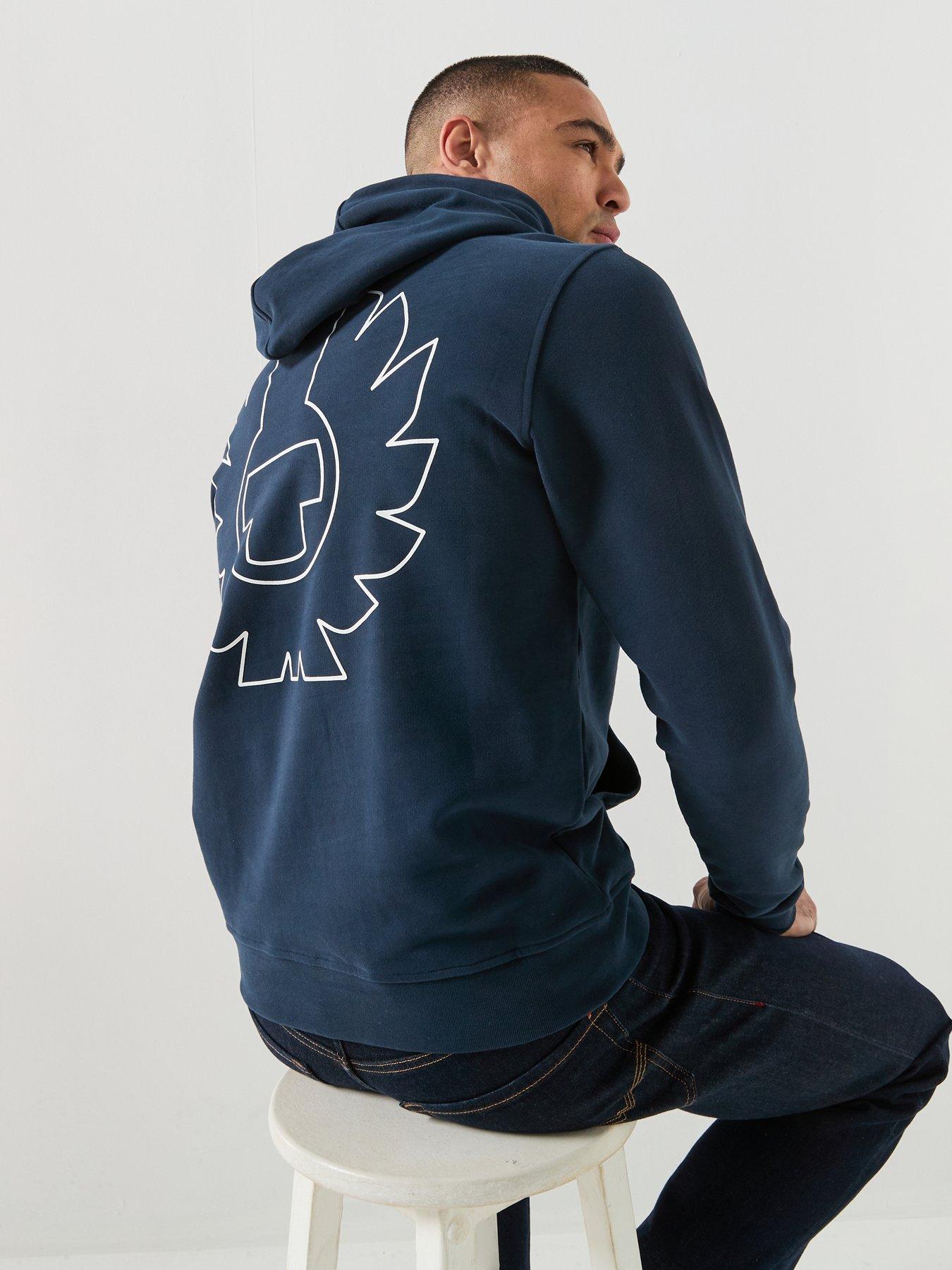  image of belstaff-border-large-back-logo-hoodie-navy