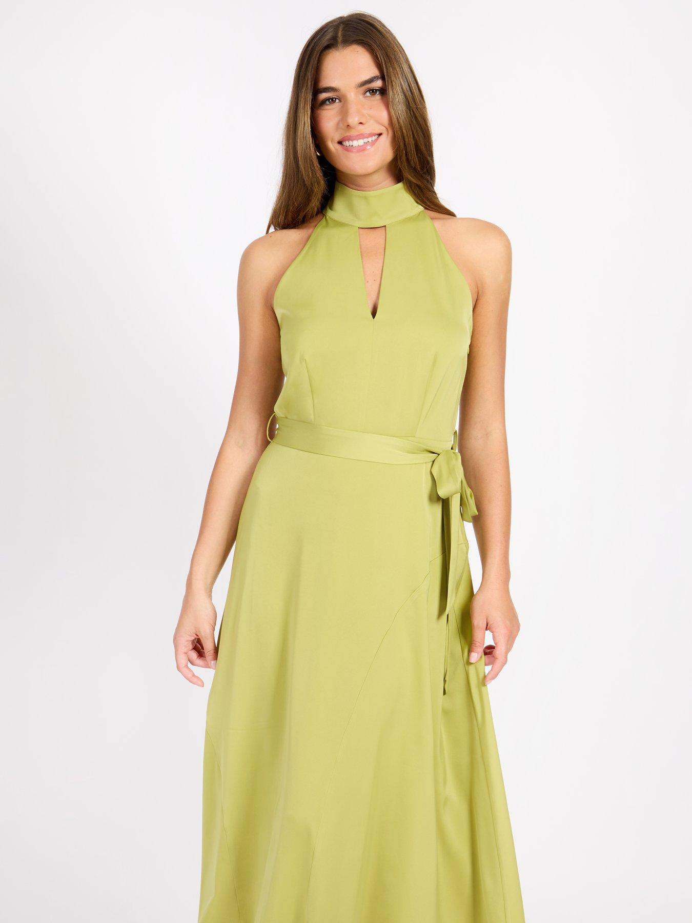 Little Mistress Satin Midaxi Dress- Green | Littlewoods