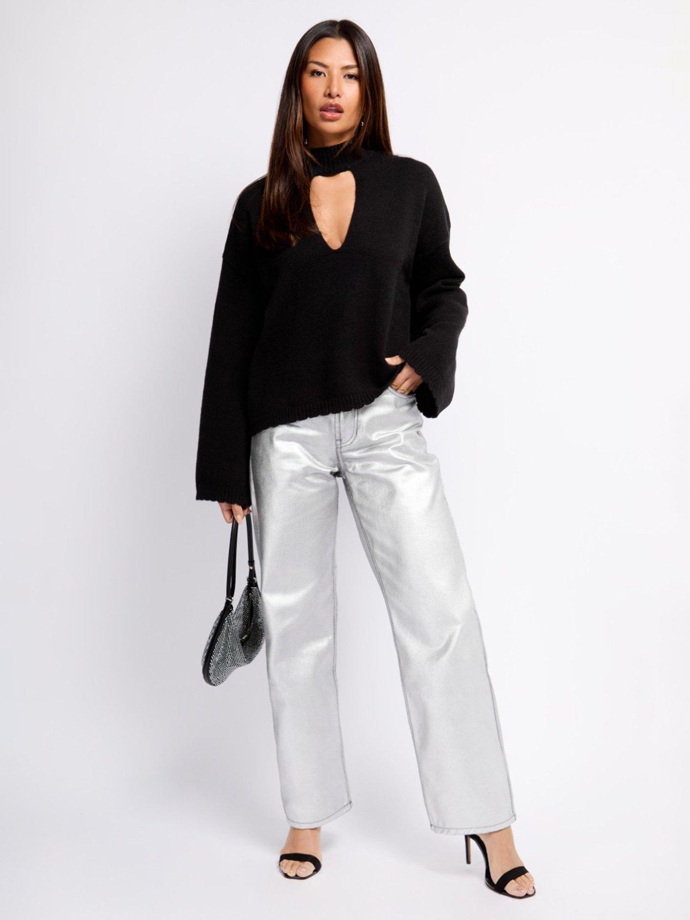 little-mistress-coated-trousers--silver