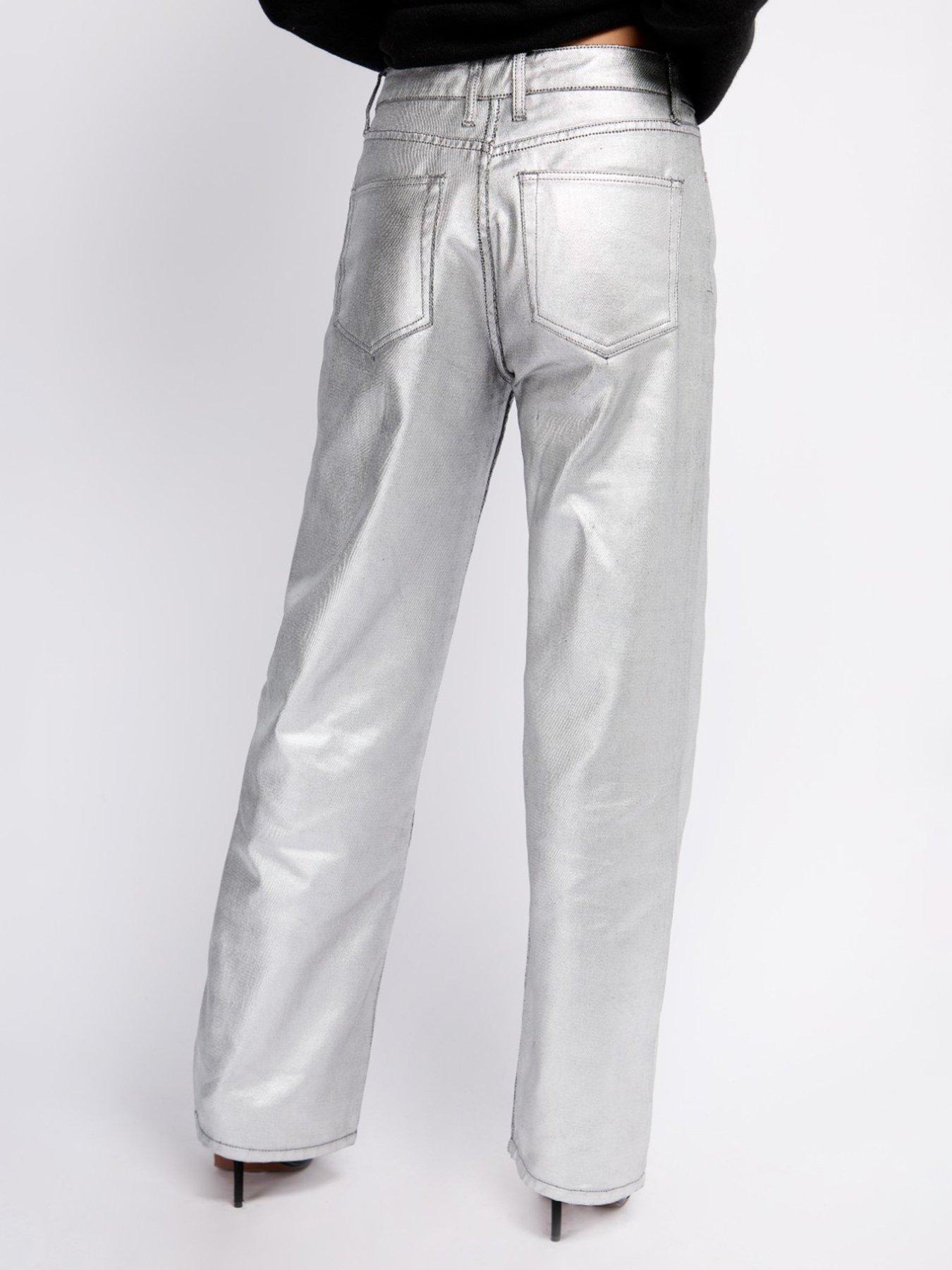  image of little-mistress-coated-trousers--silver