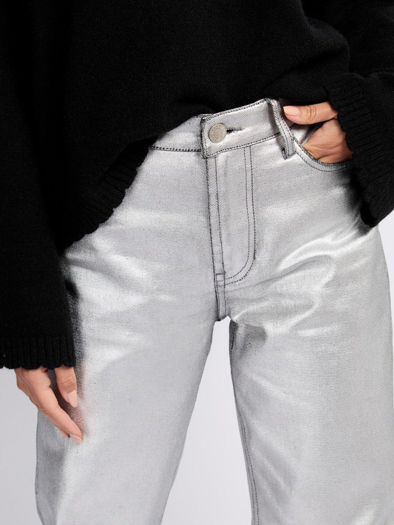 image of little-mistress-coated-trousers--silver